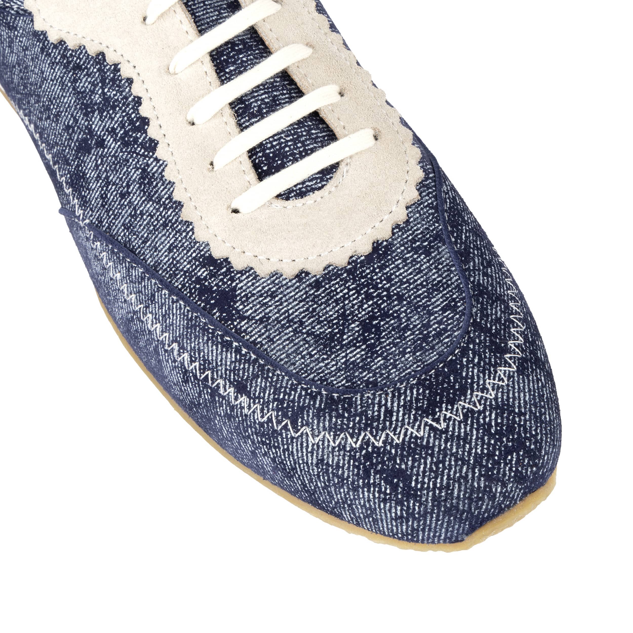 Shoreditch - Denim - Women's Suede & Denim Slim Trainer - Image 8