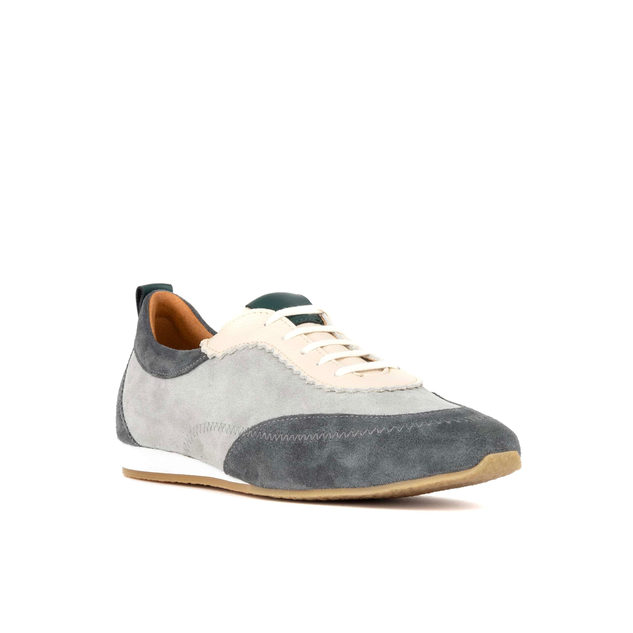 Shoreditch - Grey - Women's Leather & Suede Slim Trainer - Image 2