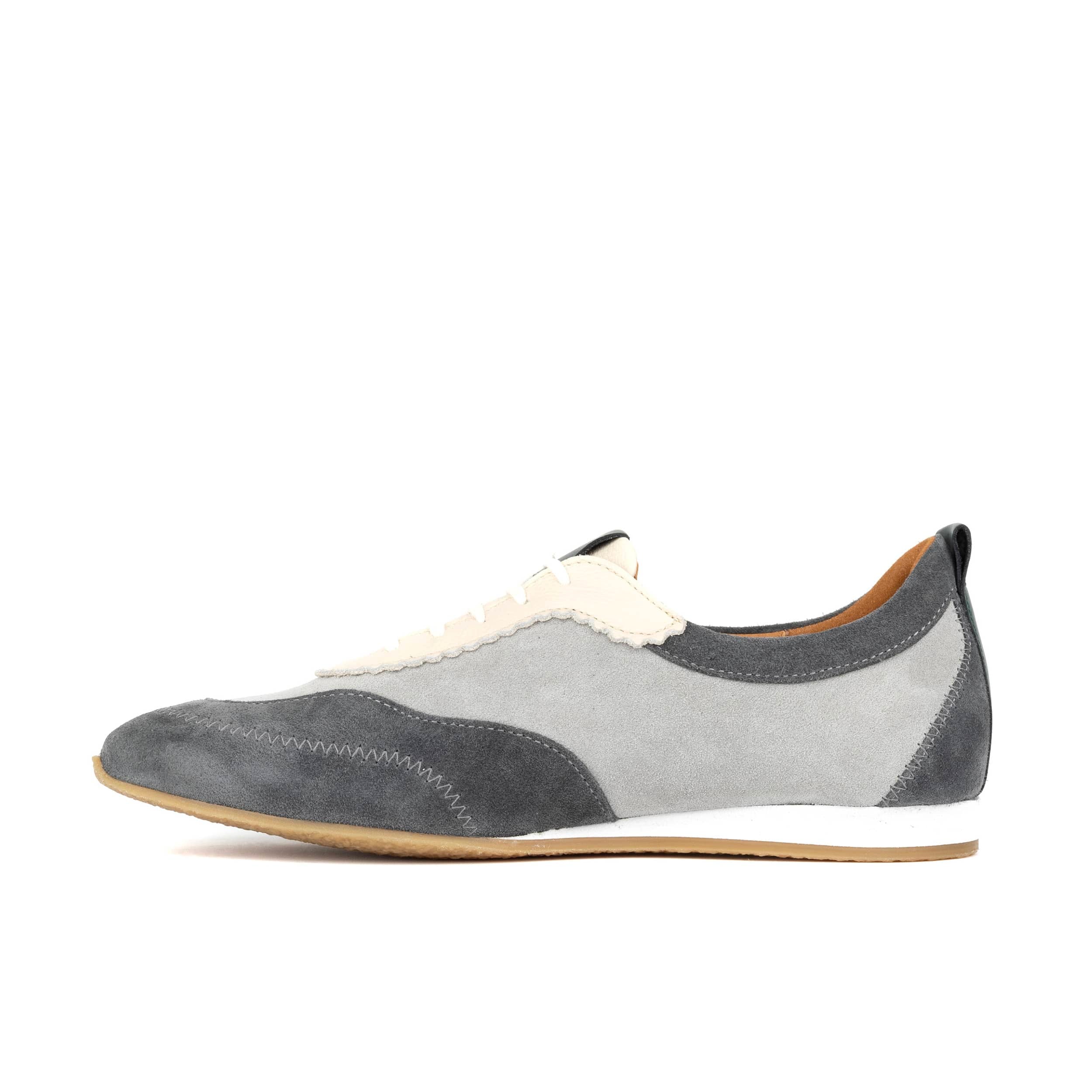 Shoreditch - Grey - Women's Leather & Suede Slim Trainer - Image 3