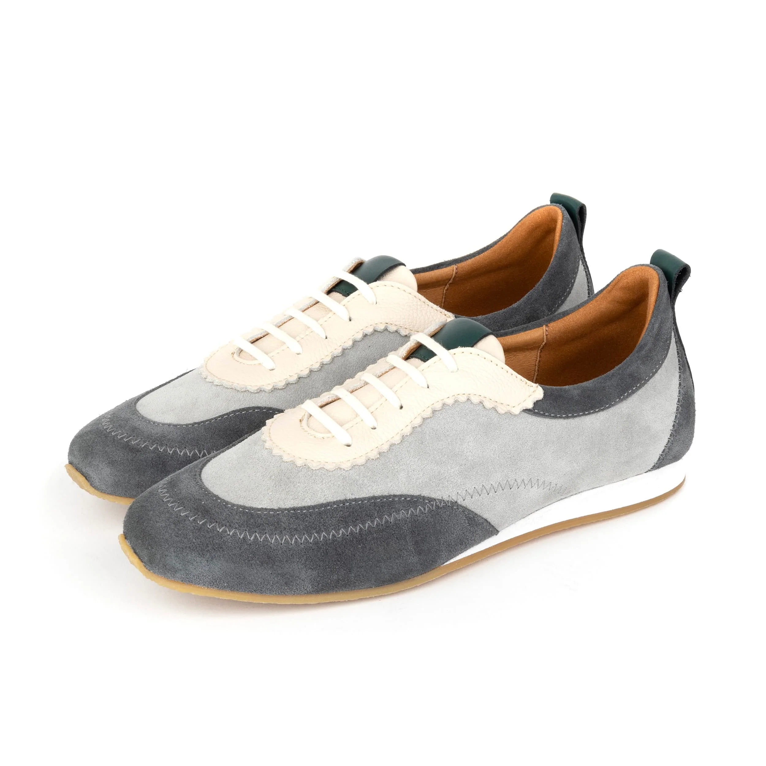 Shoreditch - Grey - Women's Leather & Suede Slim Trainer - Image 9