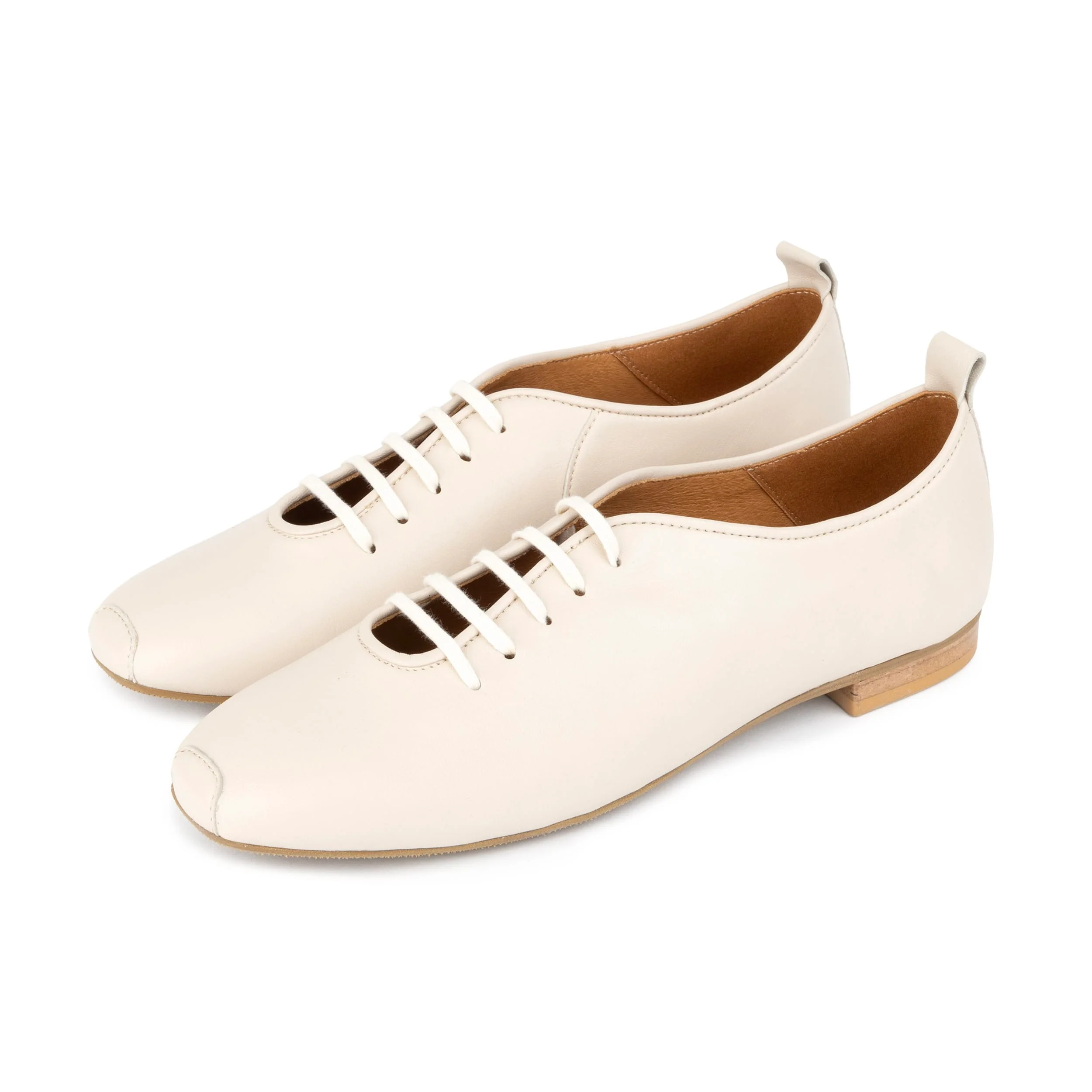 Skyline - Cream Suede - Women's Leather Lace Up Ballet Pump - Image 9