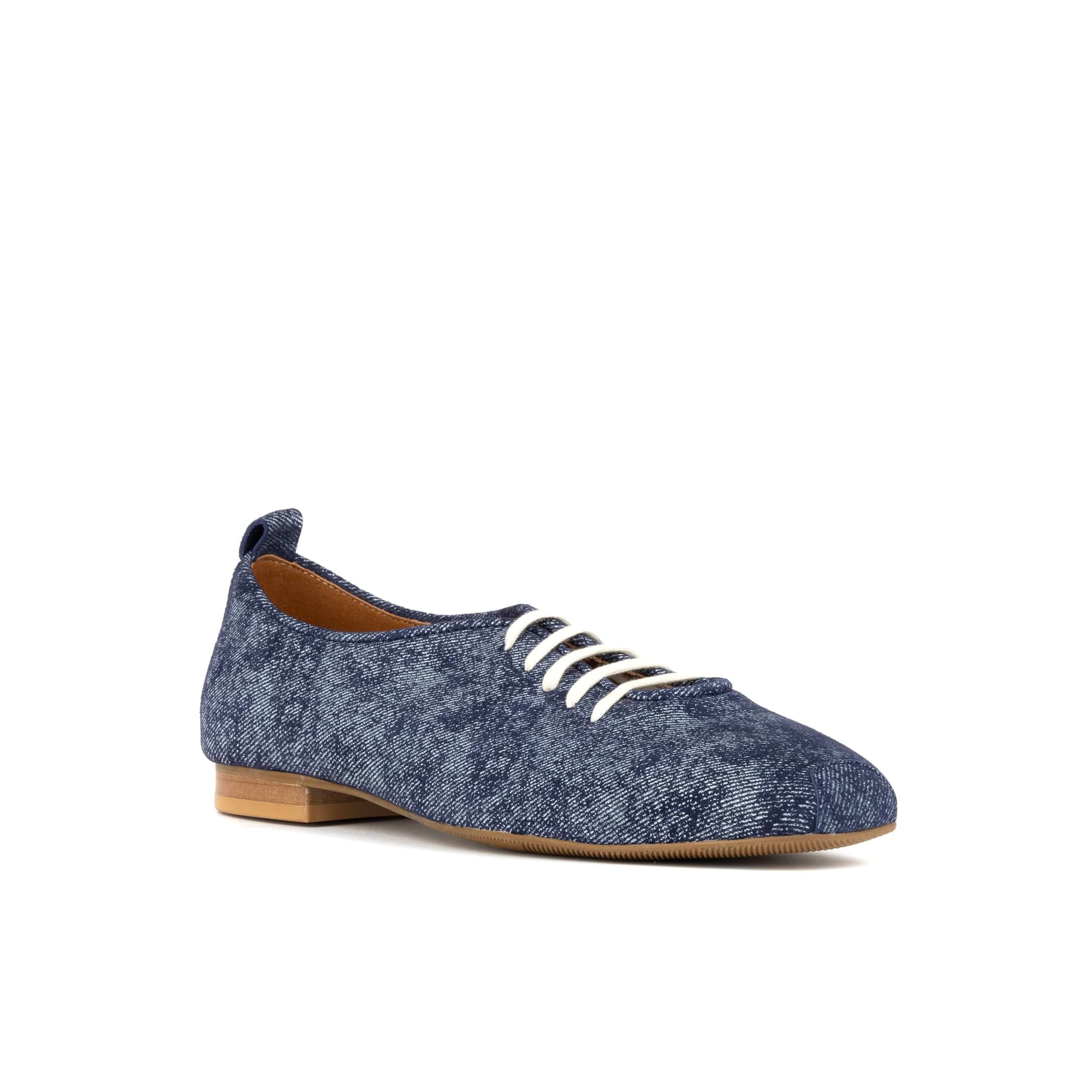 Skyline - Denim - Women's Suede & Denim Lace Up Ballet Pump - Image 2