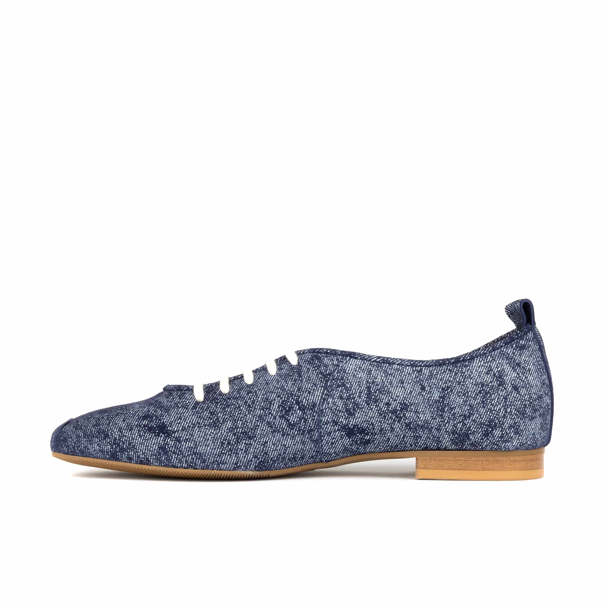 Skyline - Denim - Women's Suede & Denim Lace Up Ballet Pump - Image 3