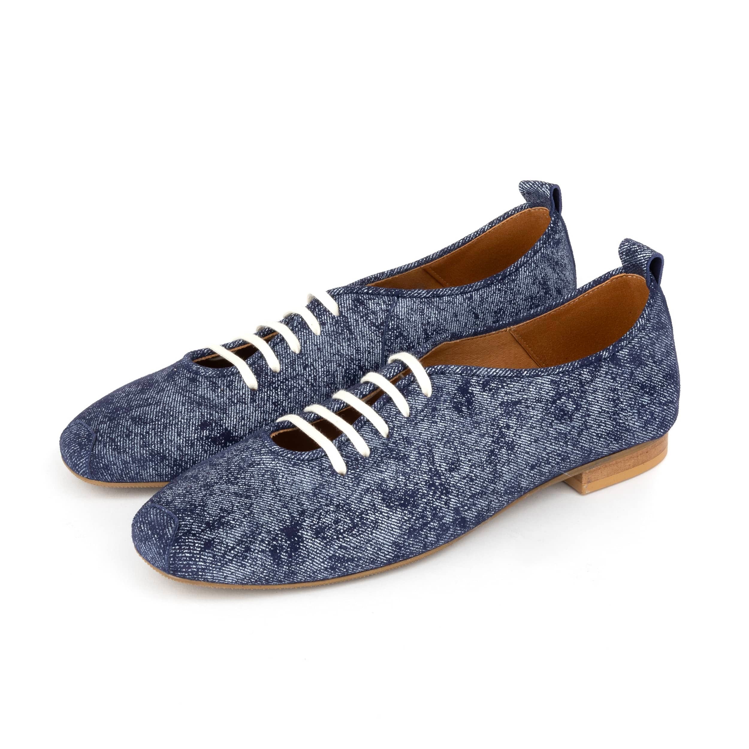 Skyline - Denim - Women's Suede & Denim Lace Up Ballet Pump - Image 9