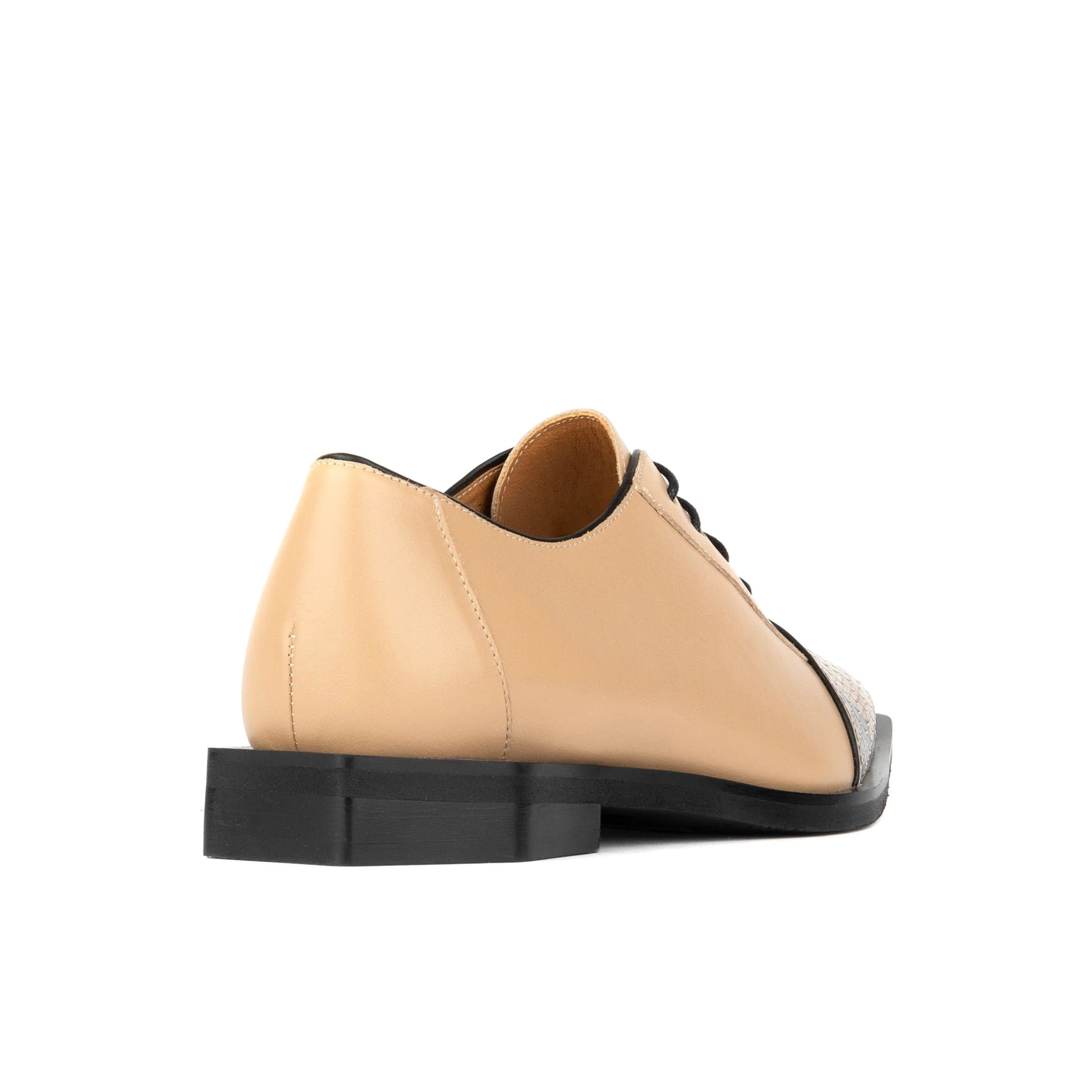 Sloan - Cream - Women's Leather Oxford with Snakeskin toe - Image 5