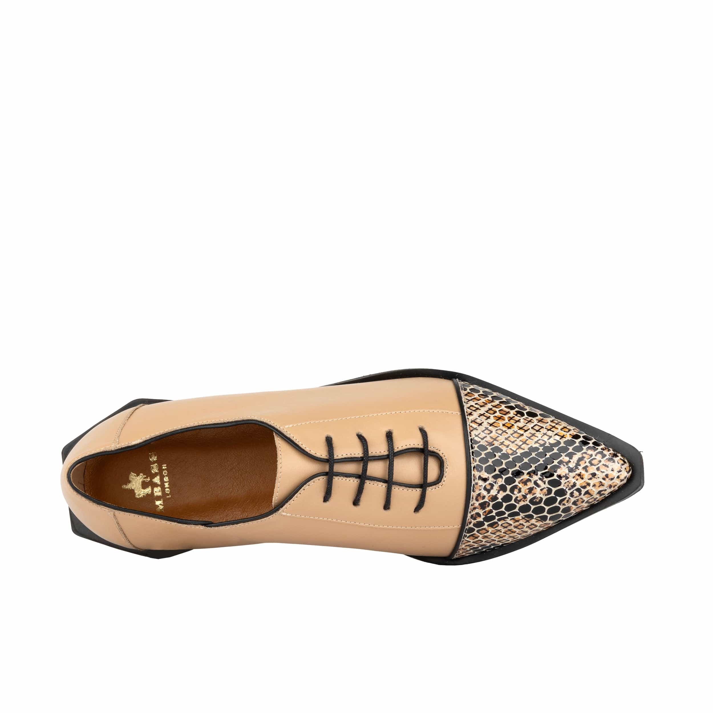 Sloan - Cream - Women's Leather Oxford with Snakeskin toe - Image 7
