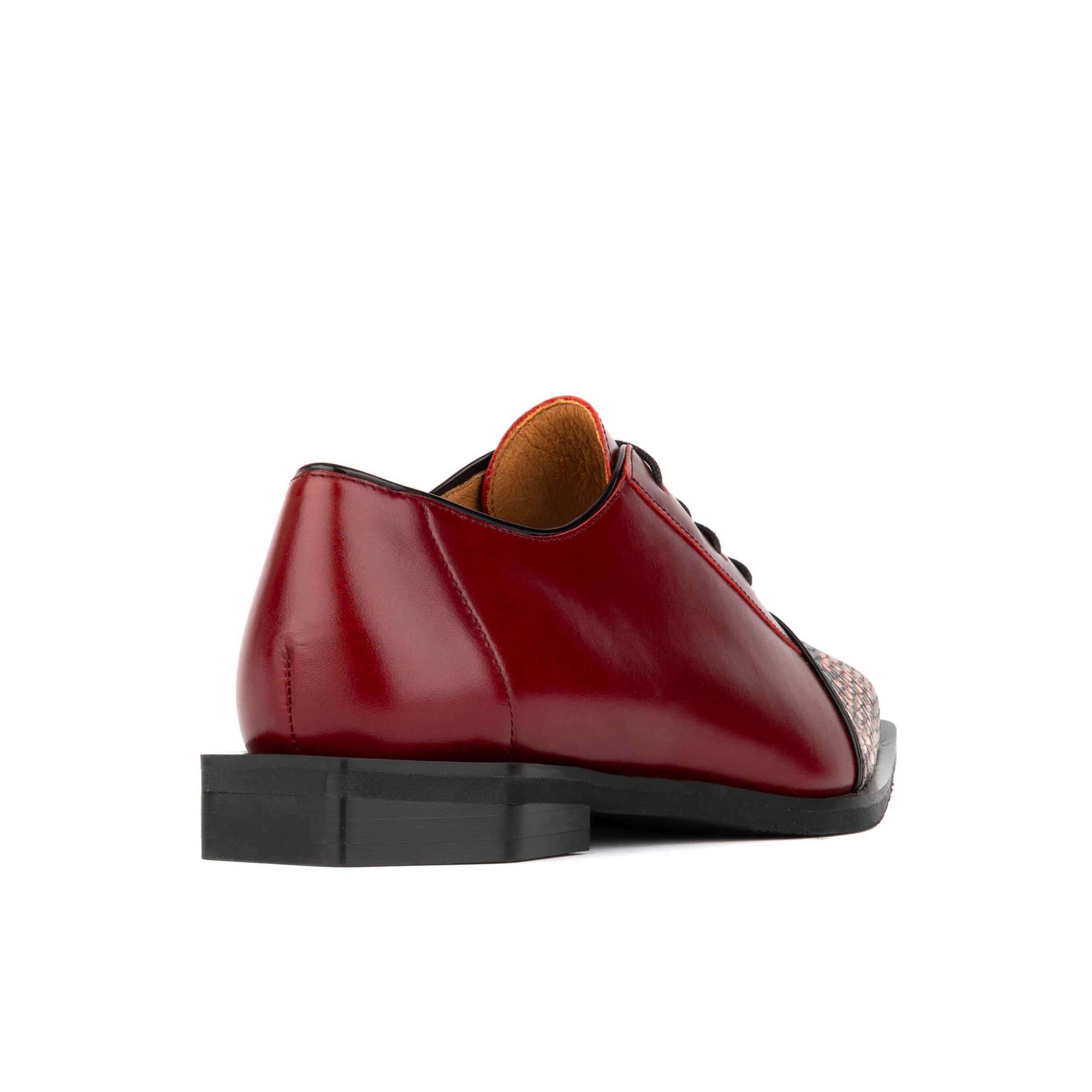 Sloan - Red - Women's Leather Oxford with Snakeskin toe - Image 5