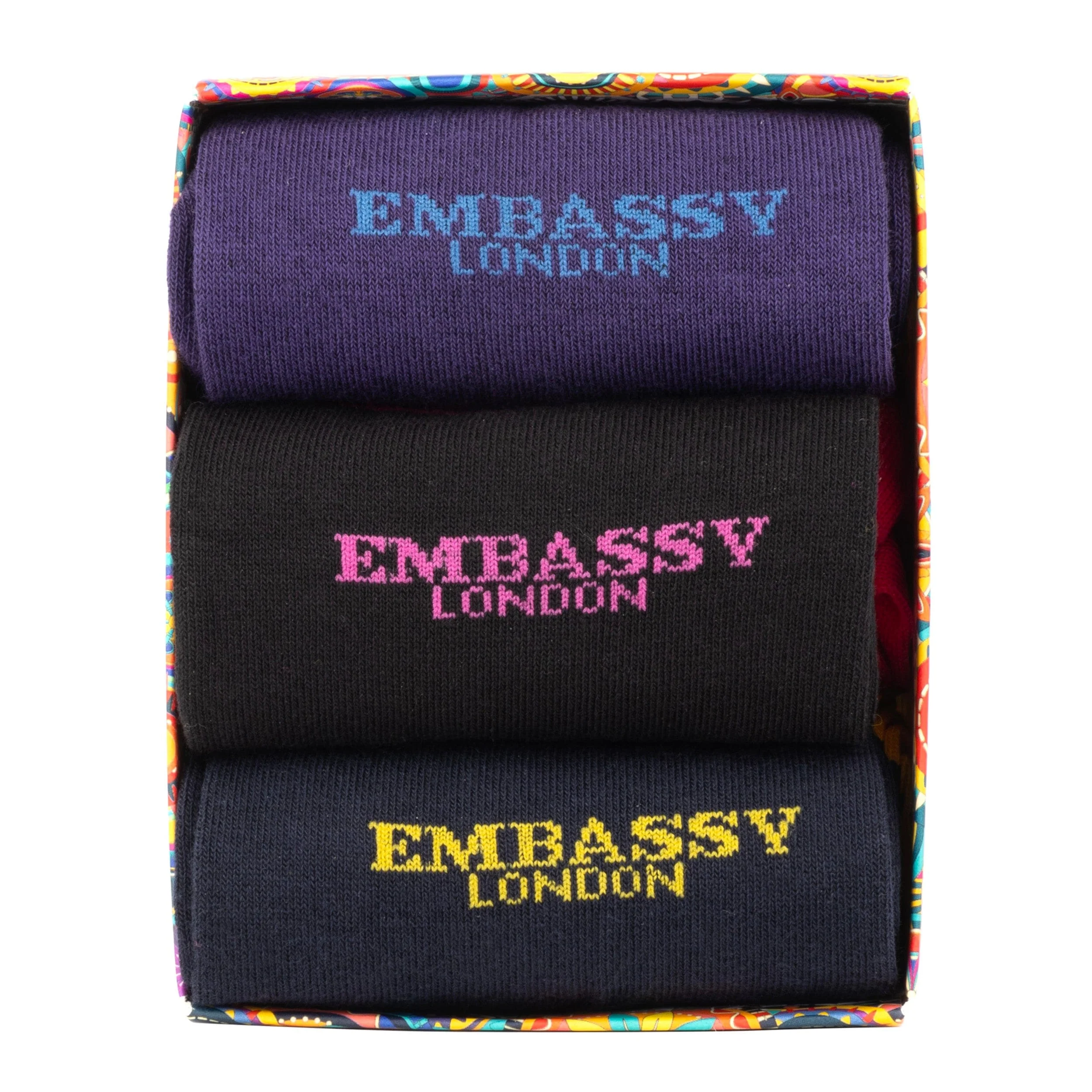 Socktopus - Embassy Mix - Men's 3 pack cotton socks size UK 6 to 12 in brand emblem - Image 2