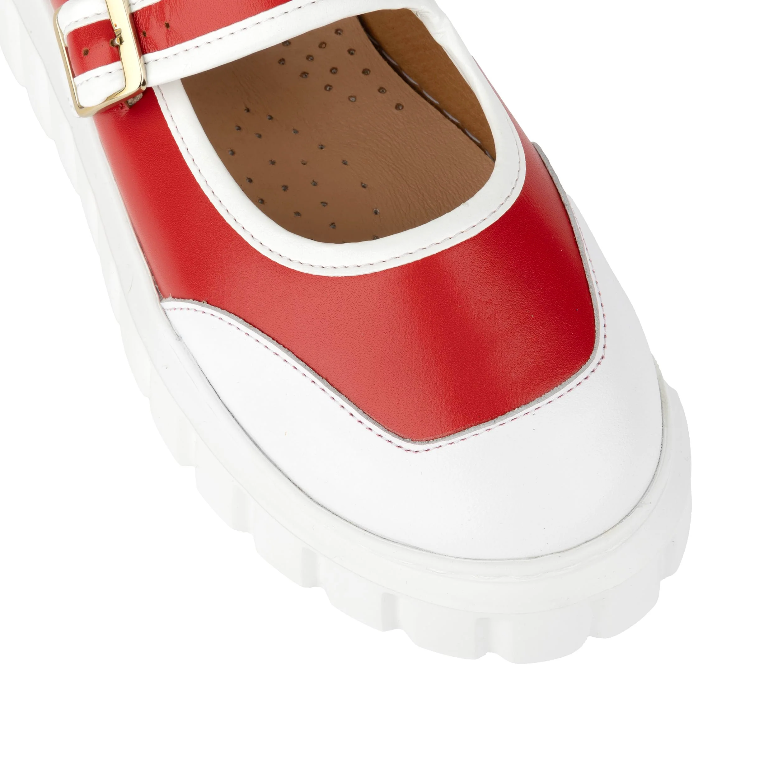 Sophie - Red - Women's Leather Mary-Jane Trainer - Image 7