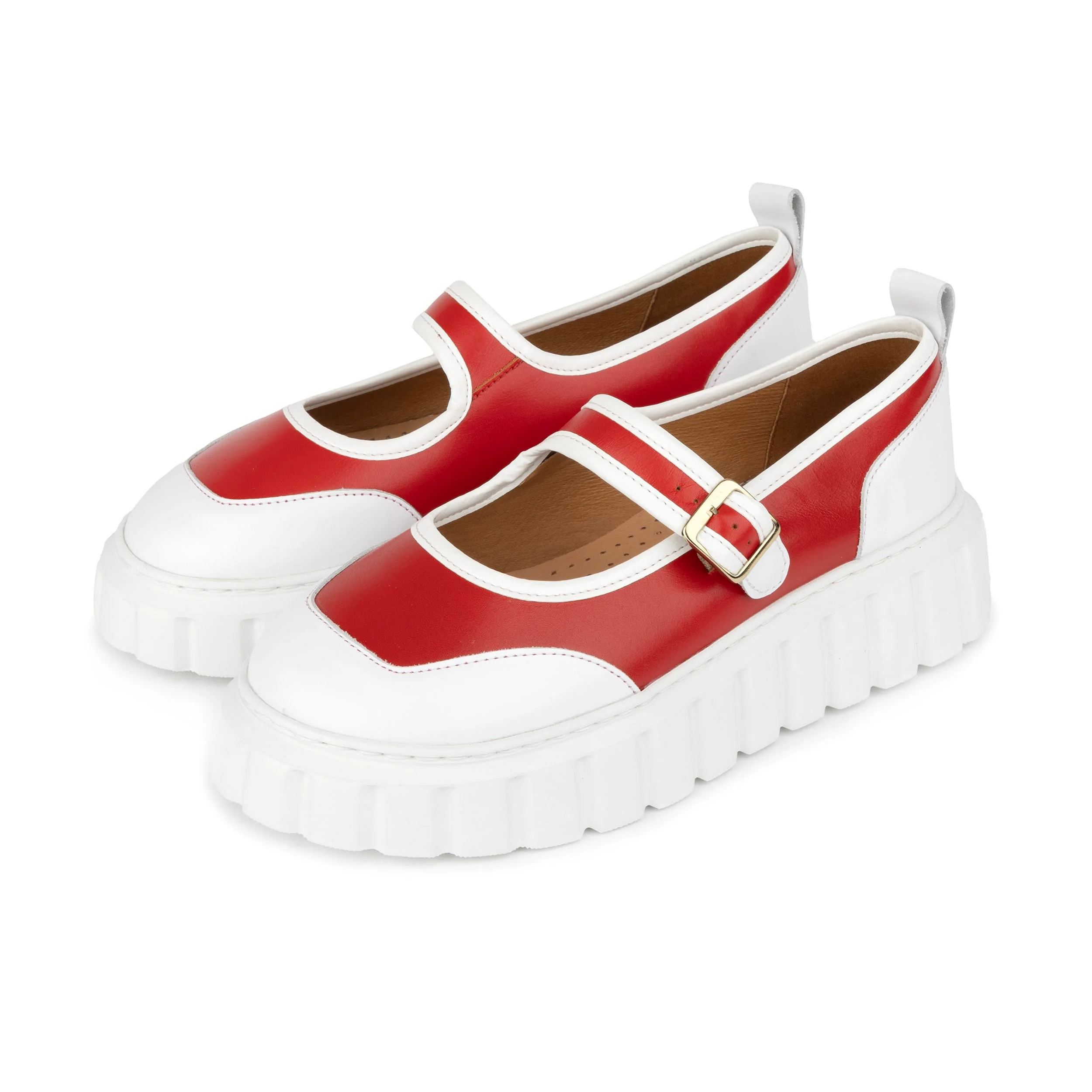 Sophie - Red - Women's Leather Mary-Jane Trainer - Image 9