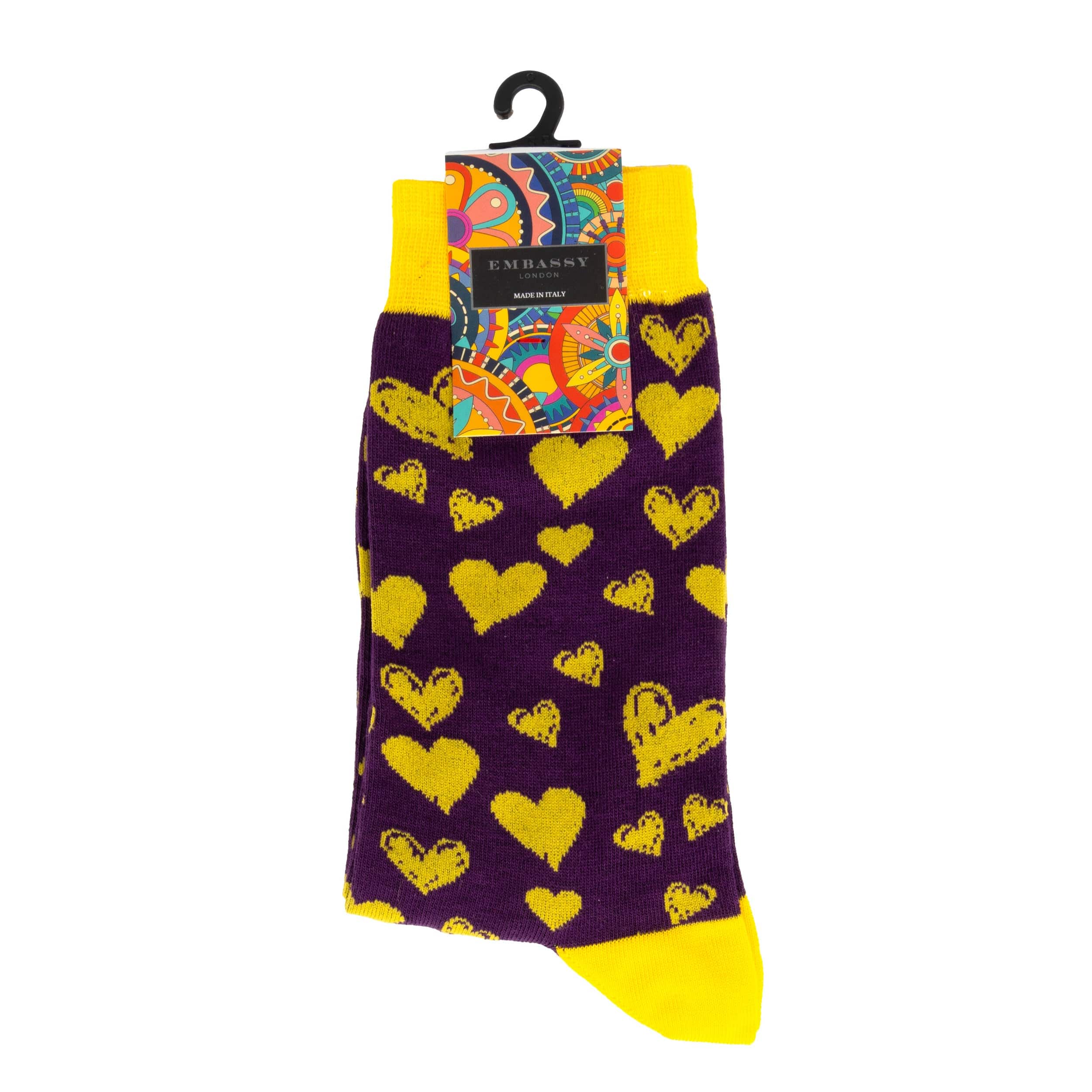 Soulmates - Purple Yellow - Women's cotton crew socks UK 3 to 7 in purple and yellow - Image 2
