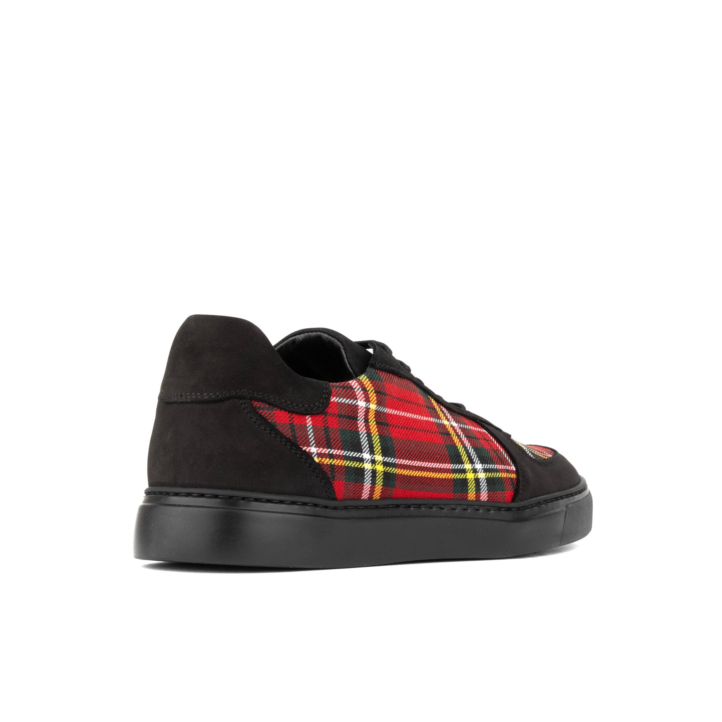Strada - Black & Red Tartan - Men's Tartan Leather & Suede Trainer - Image 5
