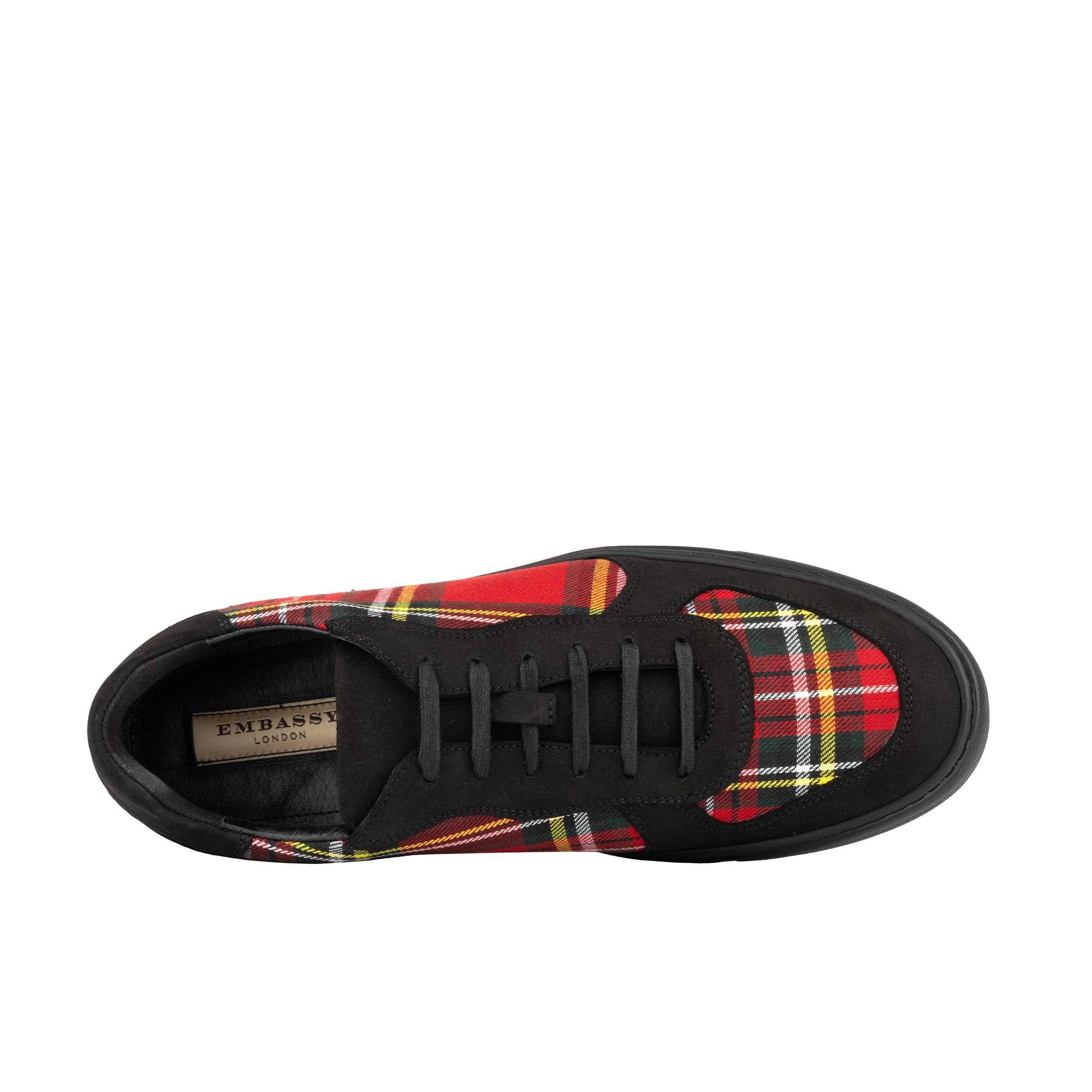 Strada - Black & Red Tartan - Men's Tartan Leather & Suede Trainer - Image 7