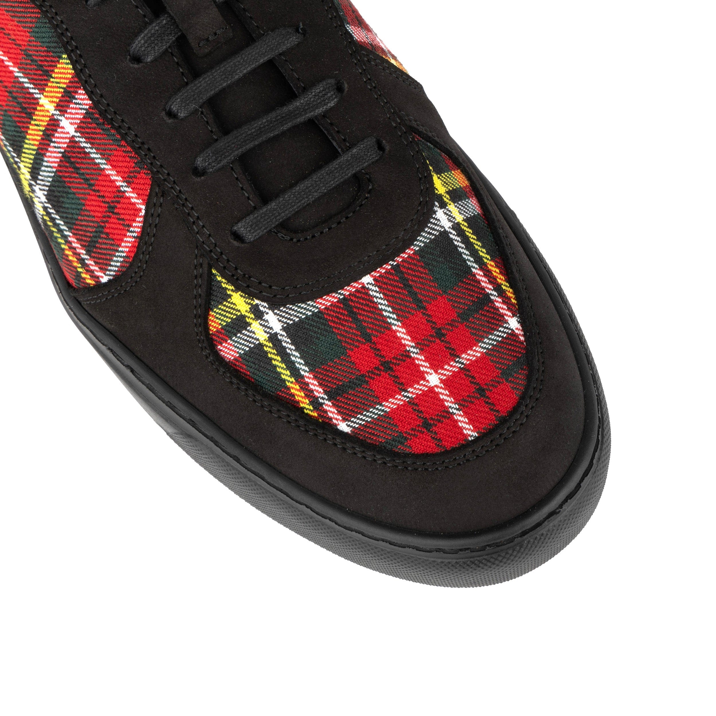 Strada - Black & Red Tartan - Men's Tartan Leather & Suede Trainer - Image 8