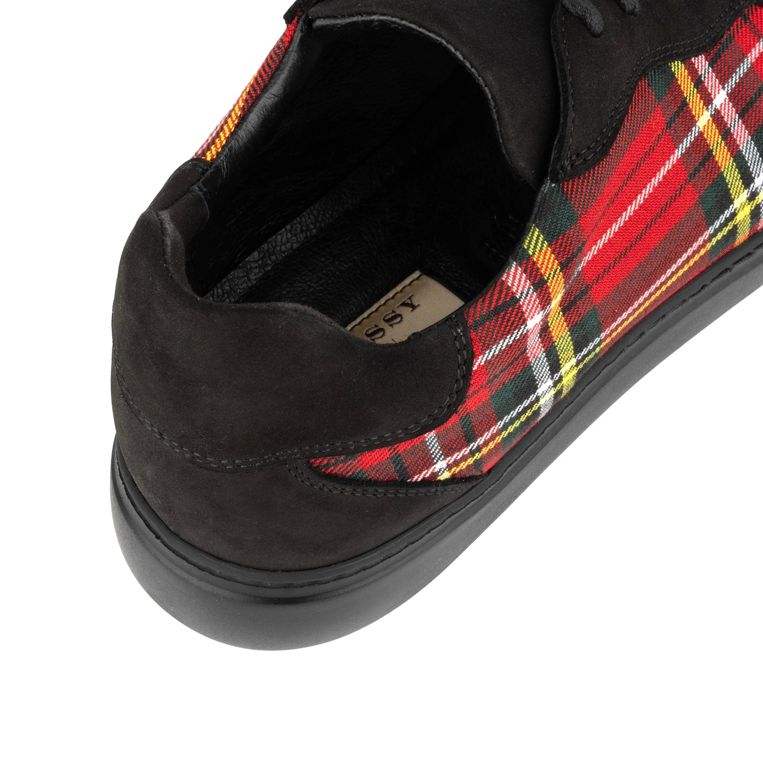 Strada - Black & Red Tartan - Men's Tartan Leather & Suede Trainer - Image 9