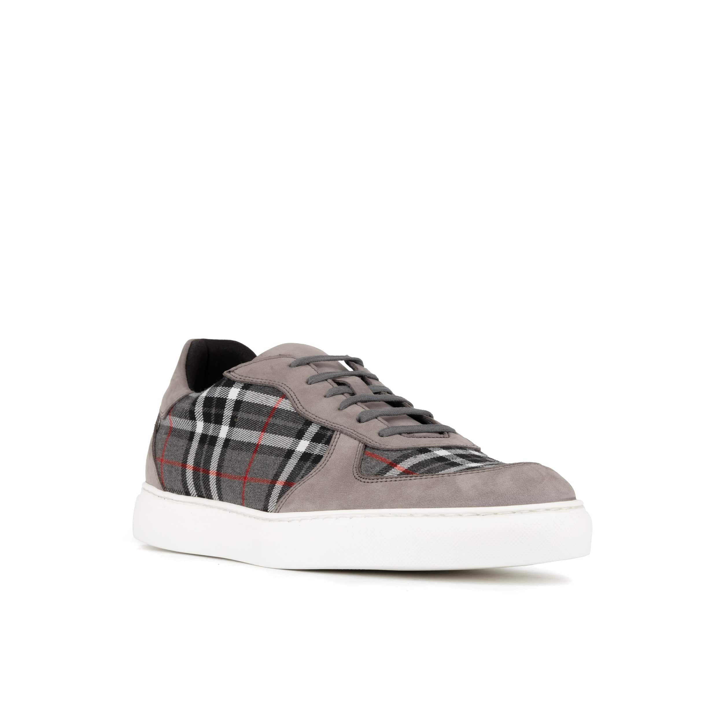Strada - Grey Tartan - Men's Tartan Suede & Leather Trainer - Image 3
