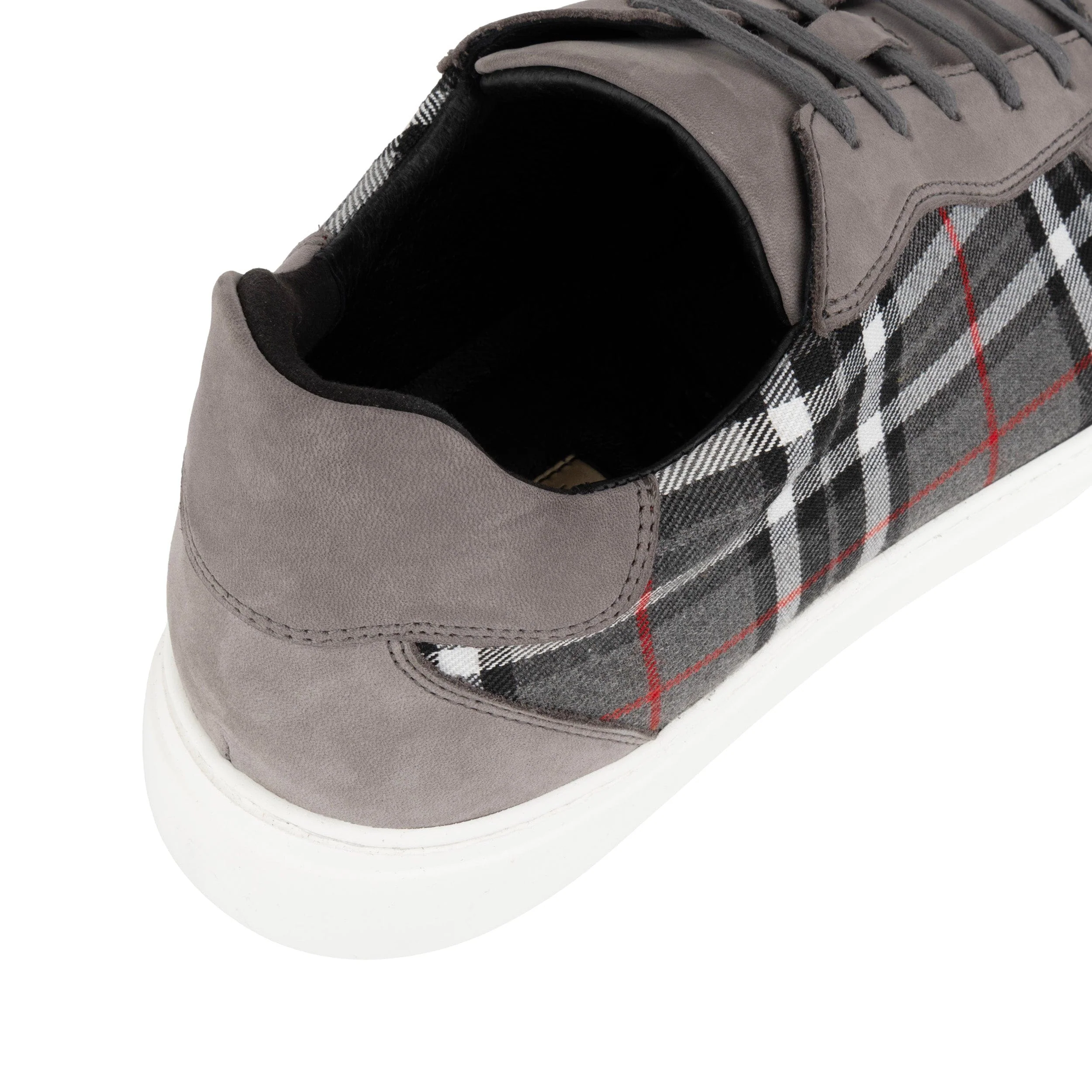 Strada - Grey Tartan - Men's Tartan Suede & Leather Trainer - Image 5