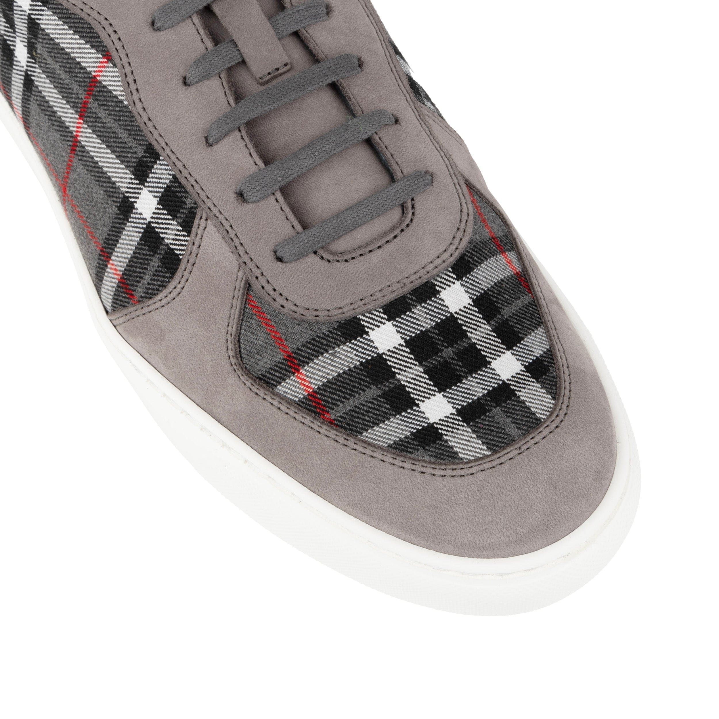 Strada - Grey Tartan - Men's Tartan Suede & Leather Trainer - Image 6