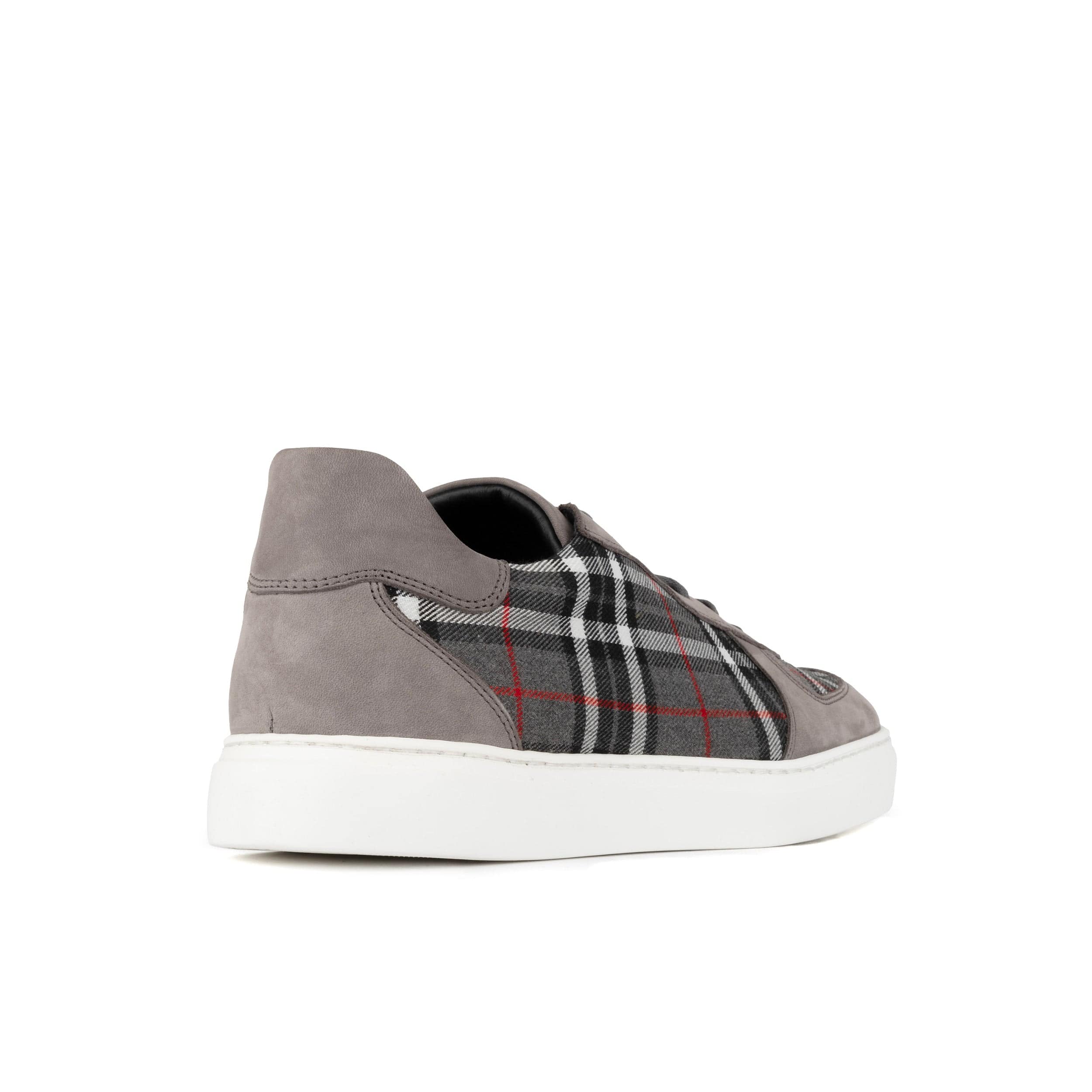 Strada - Grey Tartan - Men's Tartan Suede & Leather Trainer - Image 9