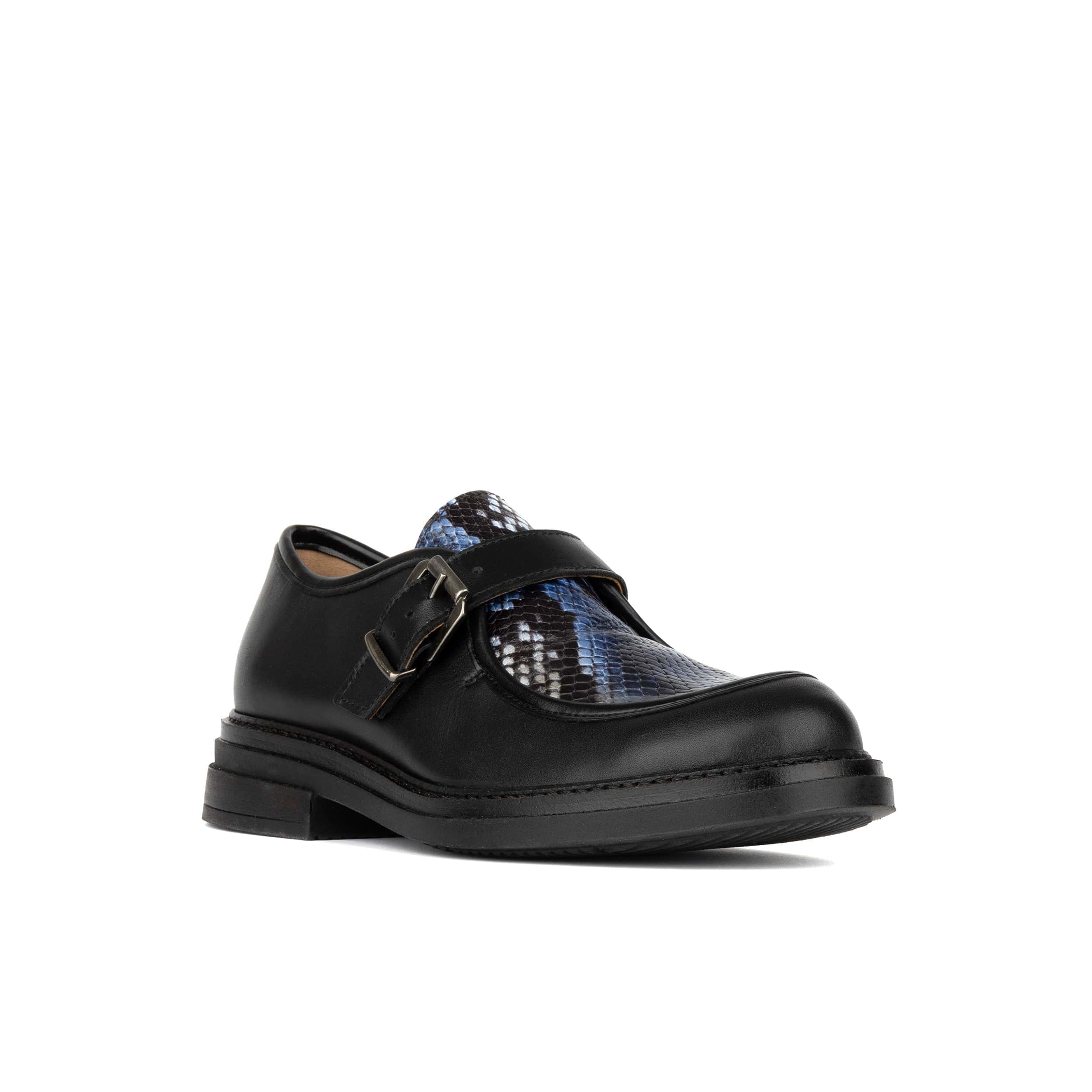 Strapp - Black & Blue Snake - Women’s leather loafer with buckle - Image 3