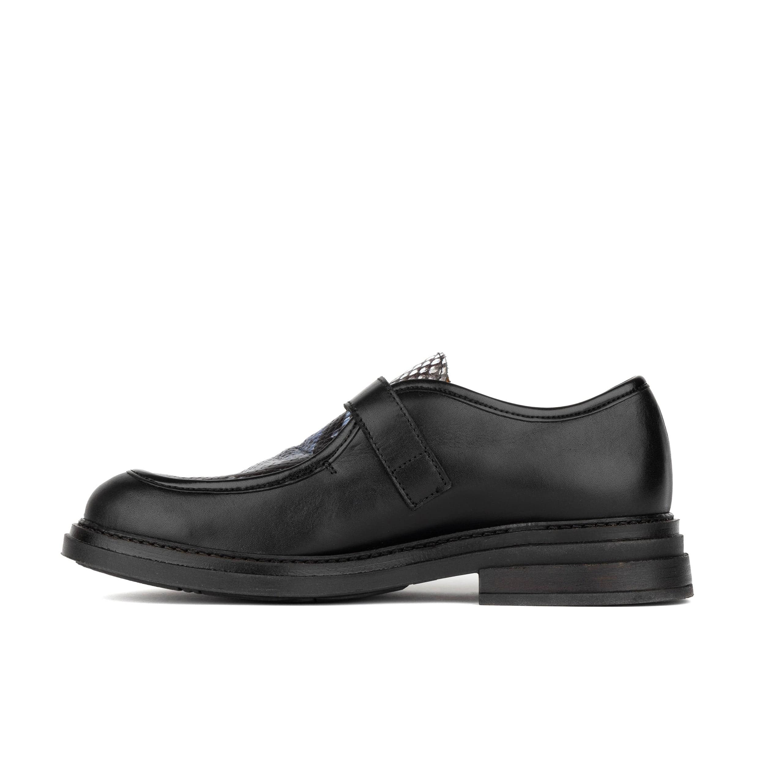 Strapp - Black & Blue Snake - Women’s leather loafer with buckle - Image 4
