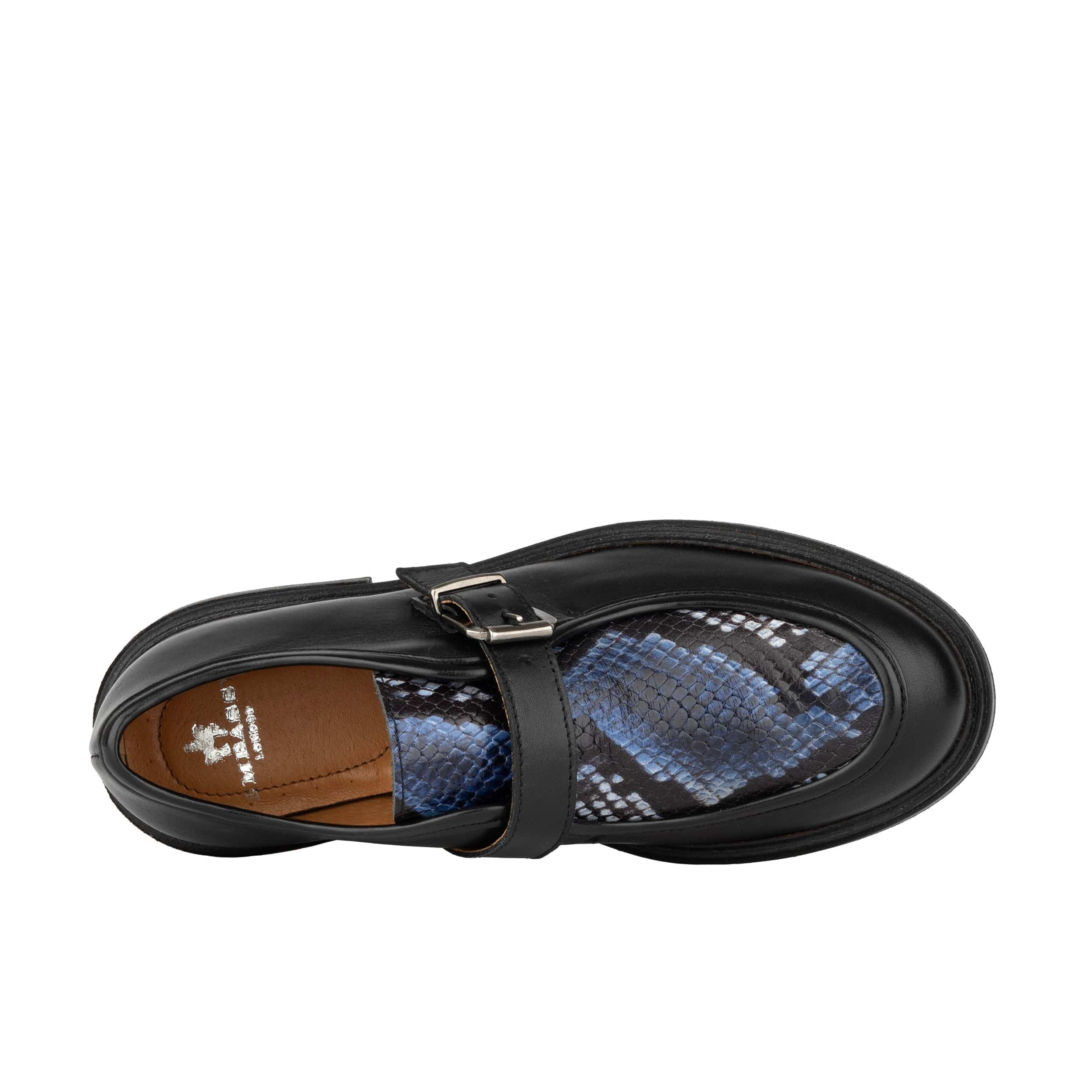 Strapp - Black & Blue Snake - Women’s leather loafer with buckle - Image 7