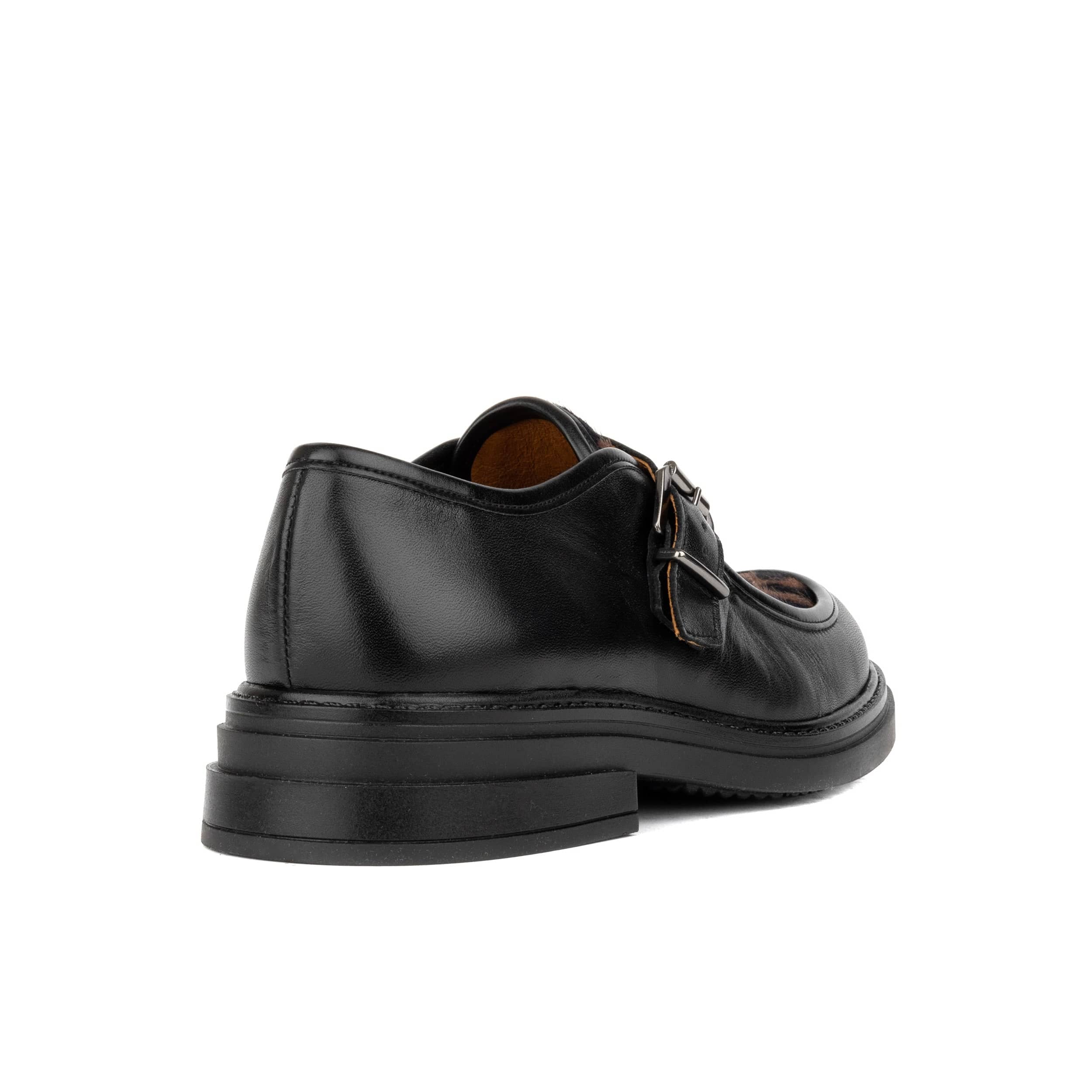 Strapp - Black & Cow - Women’s leather ponyhair loafer with buckle - Image 4