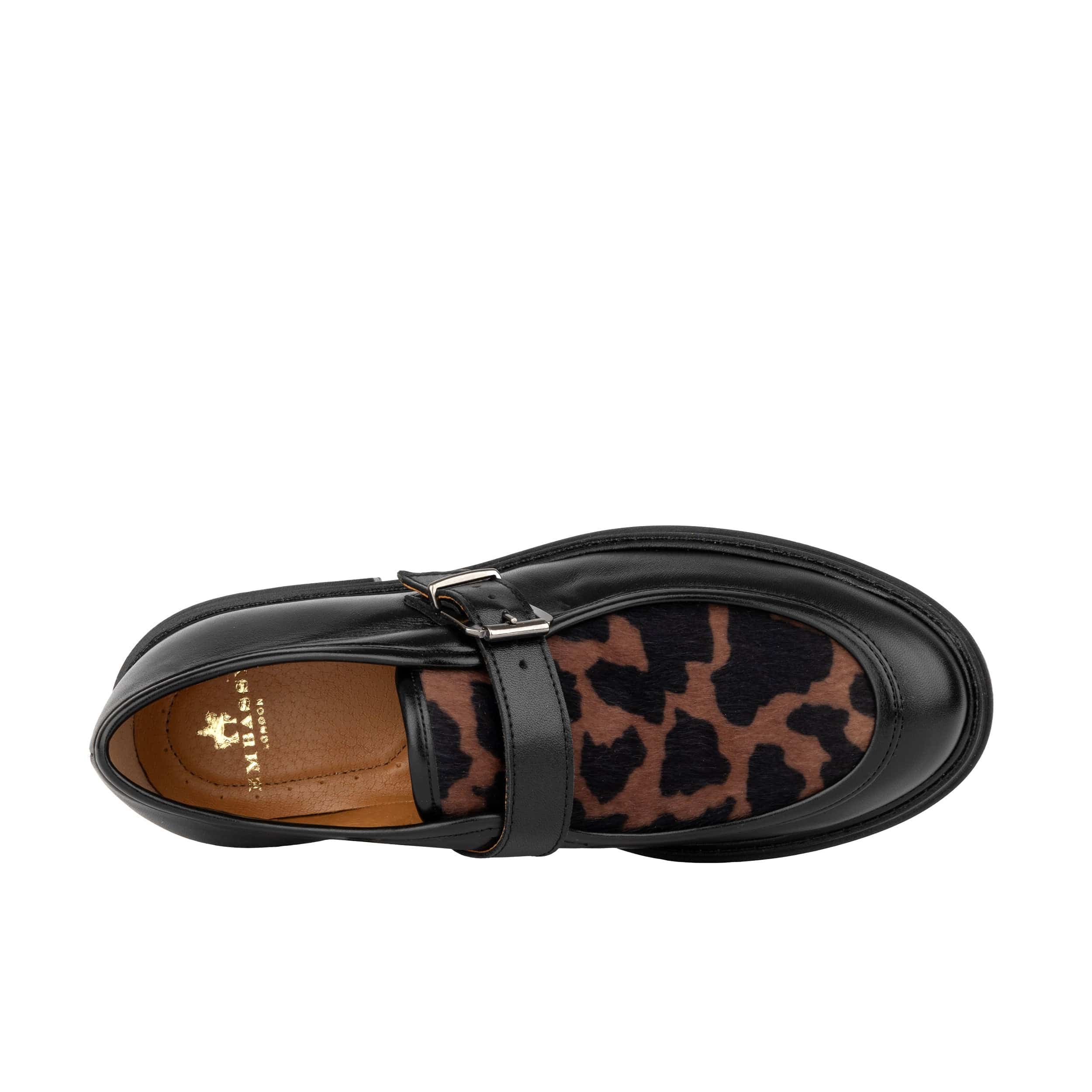 Strapp - Black & Cow - Women’s leather ponyhair loafer with buckle - Image 5