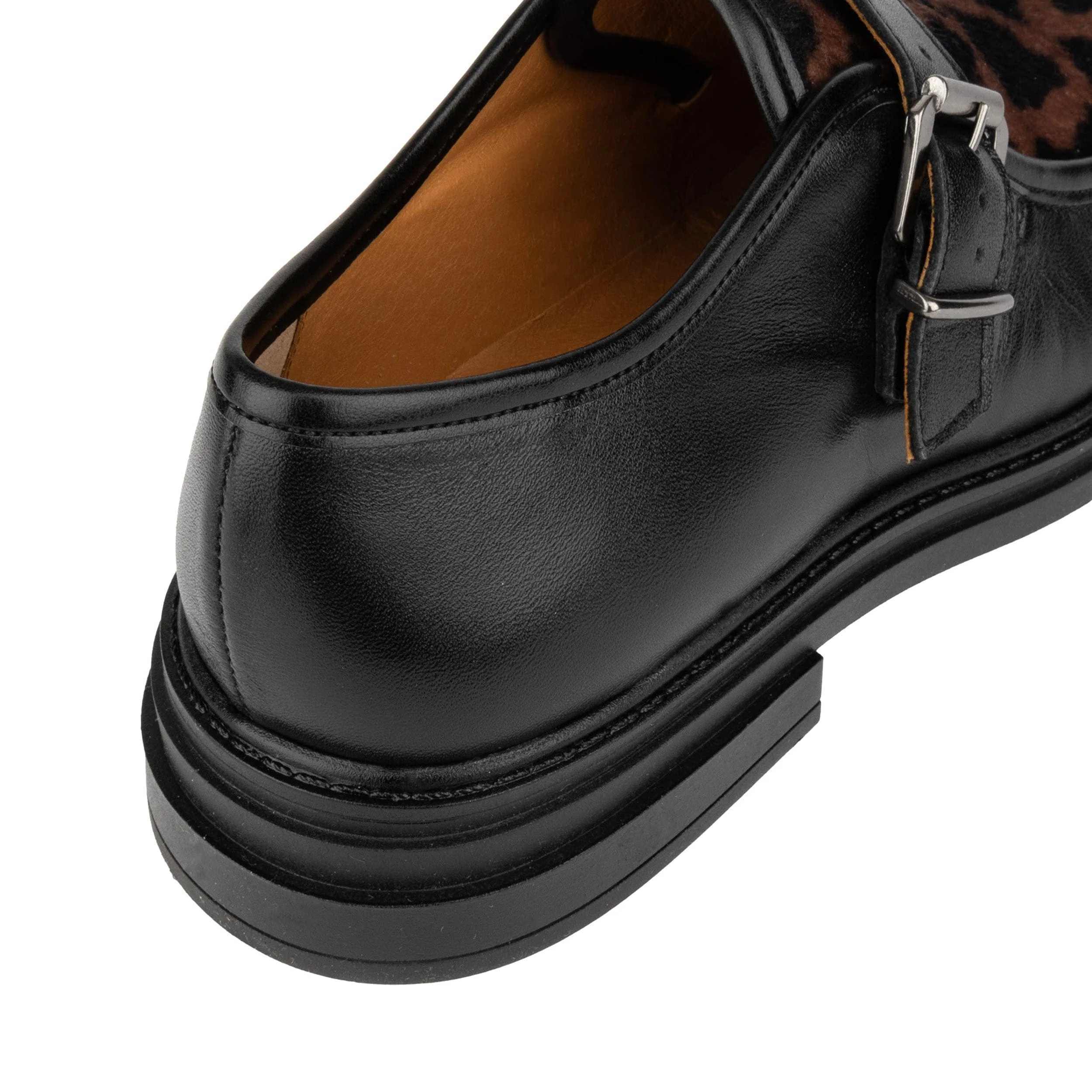Strapp - Black & Cow - Women’s leather ponyhair loafer with buckle - Image 8