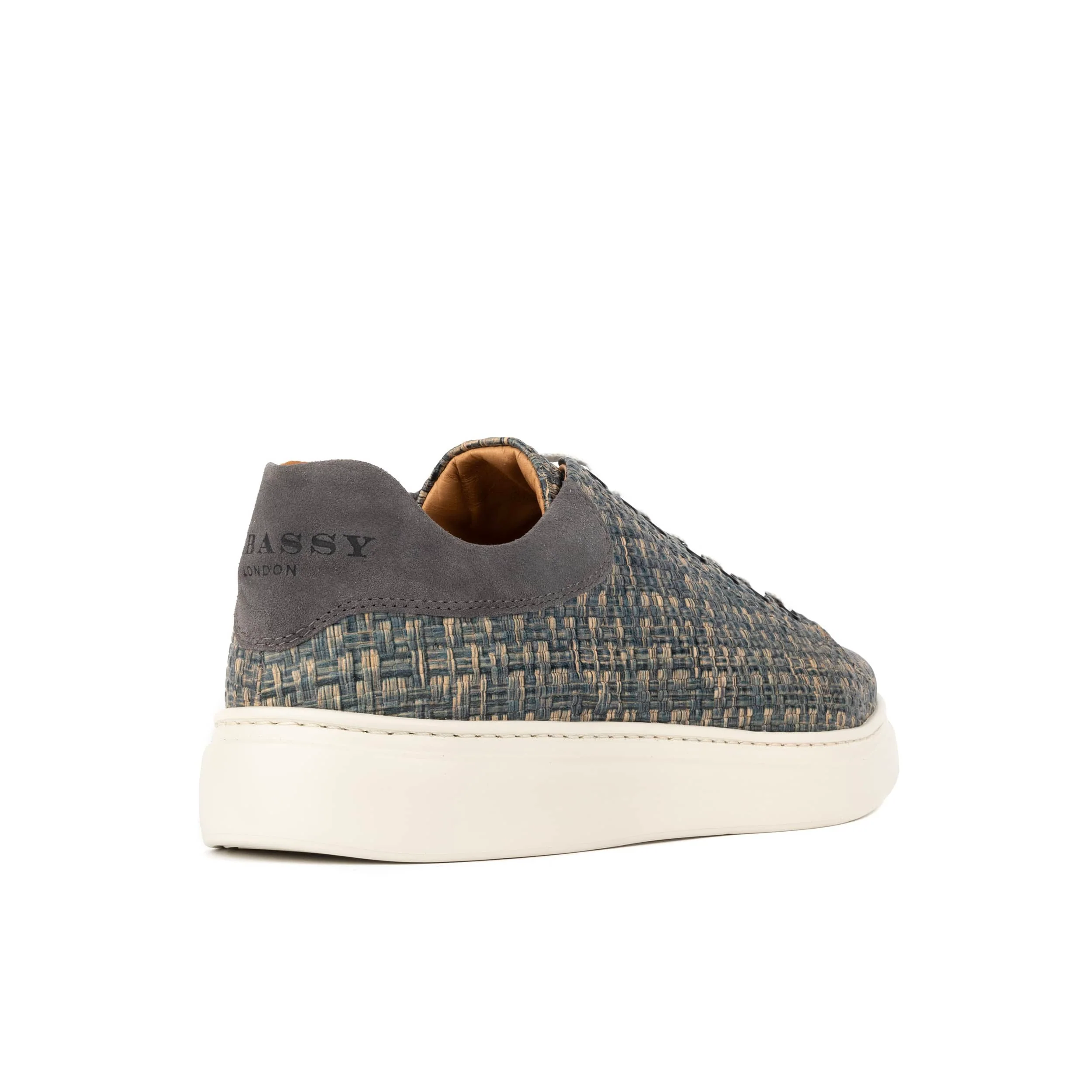 Sun City - Aqua Print - Men's Woven Leather & Suede Trainer - Image 4