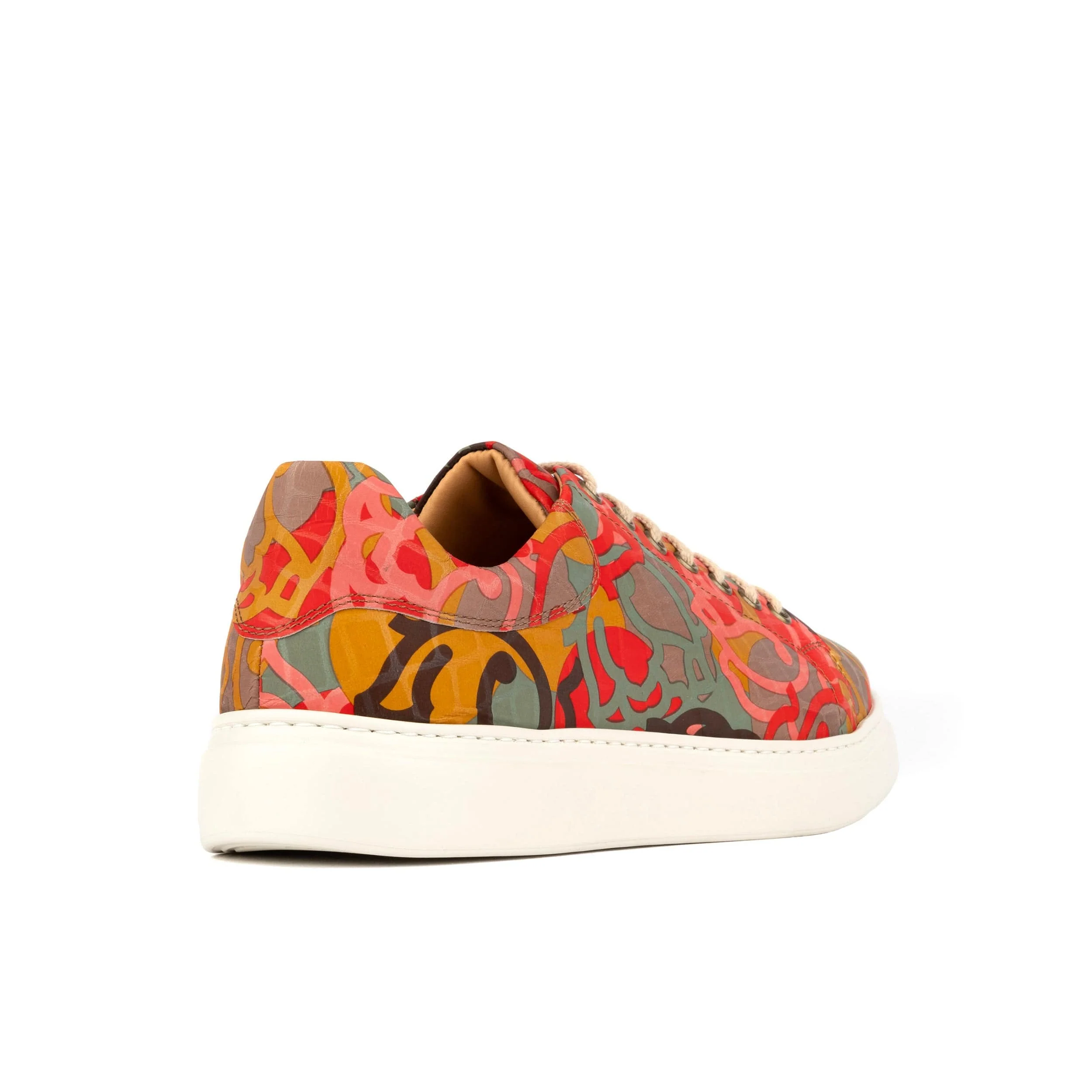 Sun City - Multi Print - Men's white sole trainer in eye catching soft leather - Image 5