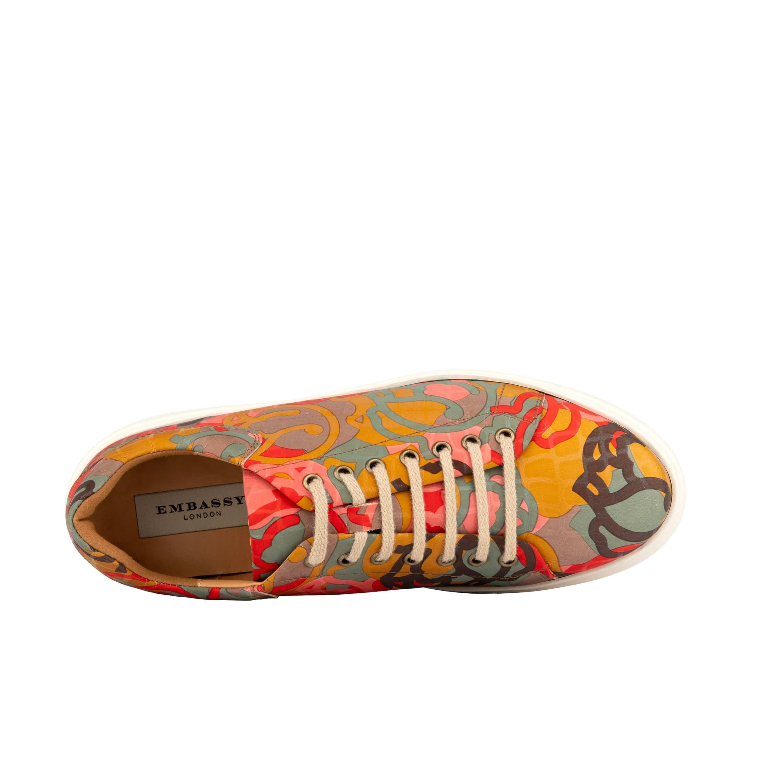 Sun City - Multi Print - Men's white sole trainer in eye catching soft leather - Image 7
