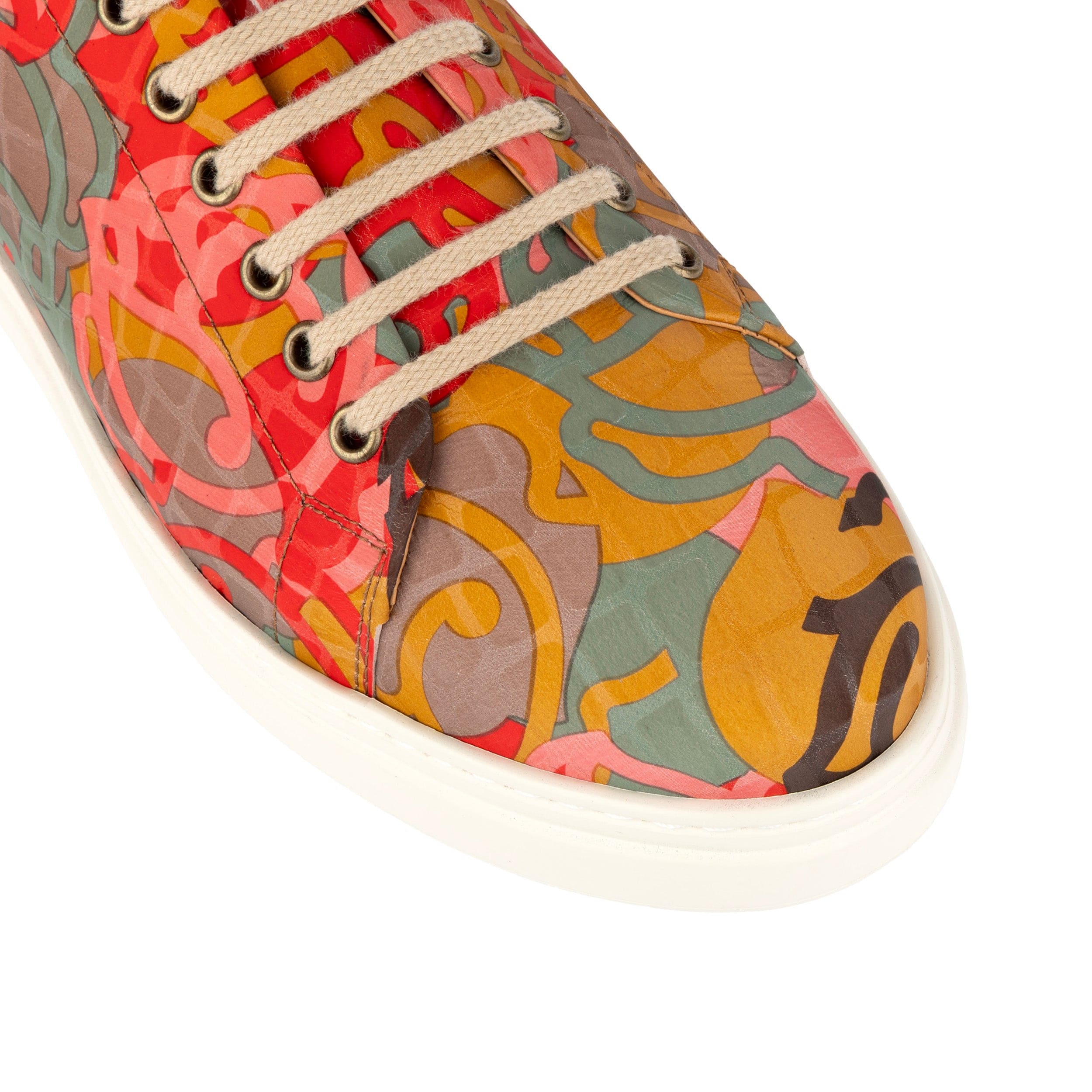 Sun City - Multi Print - Men's white sole trainer in eye catching soft leather - Image 8