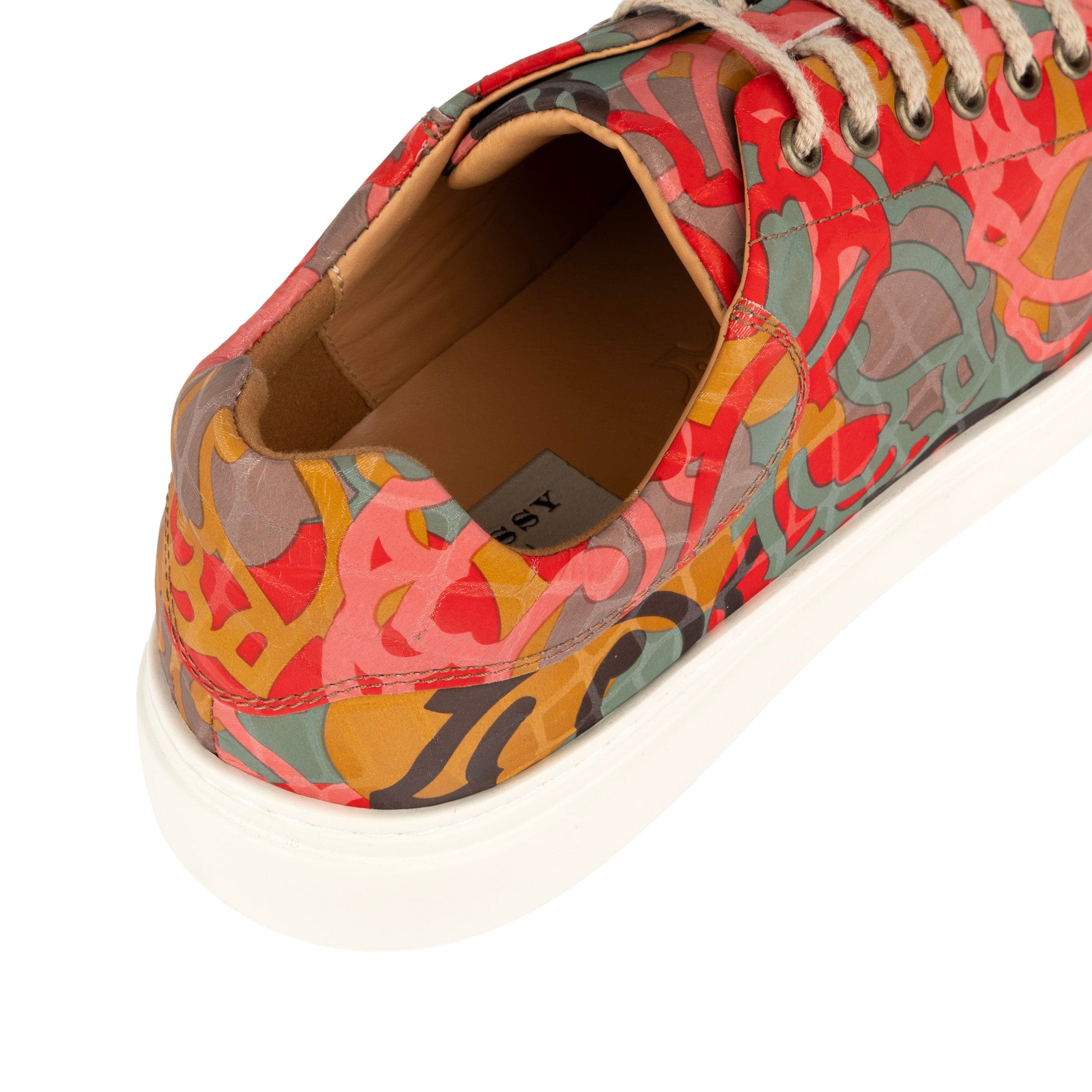 Sun City - Multi Print - Men's white sole trainer in eye catching soft leather - Image 9