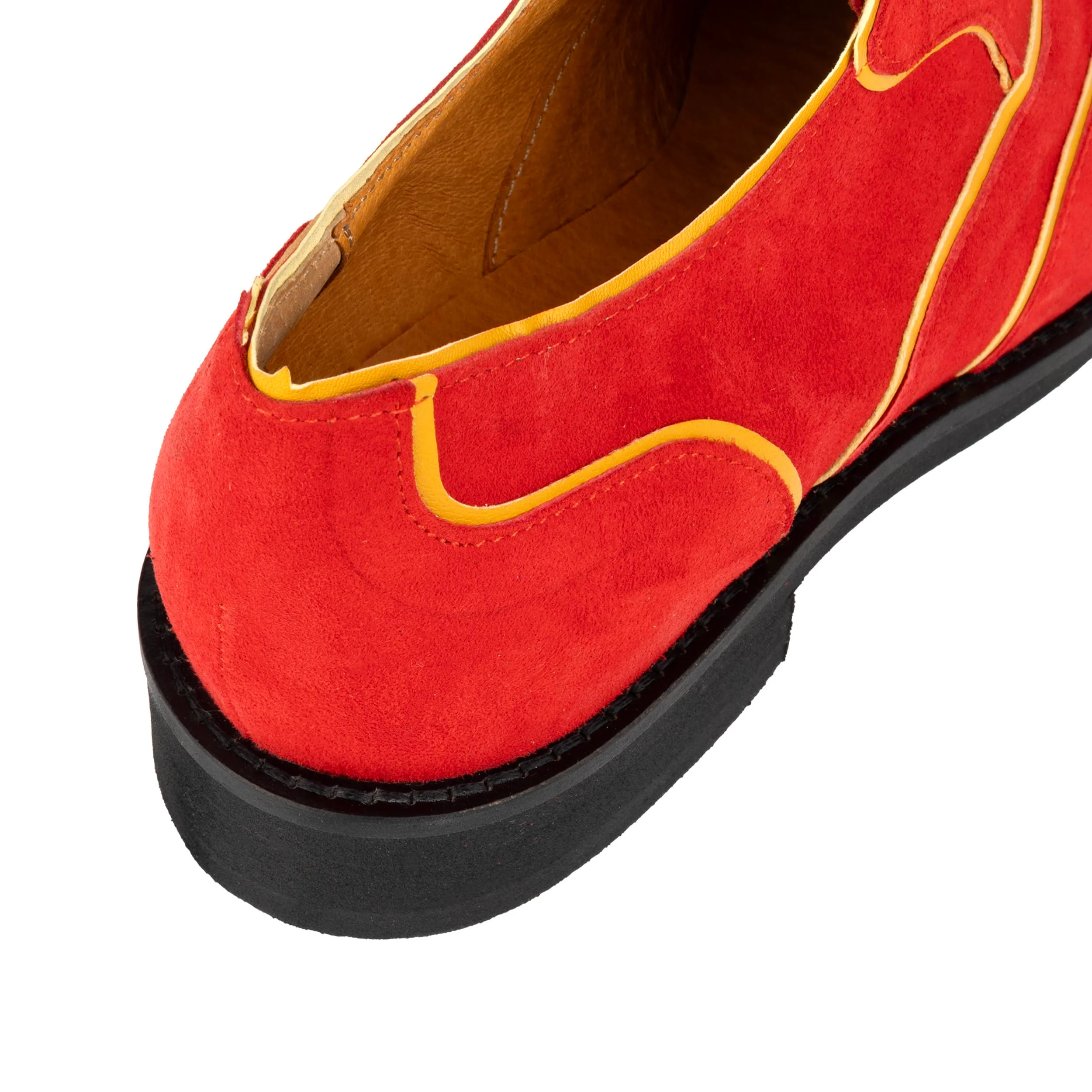 Sun - Red & Yellow - Women's Suede Wingtip Oxford Brogue with Contrast Piping - Image 8