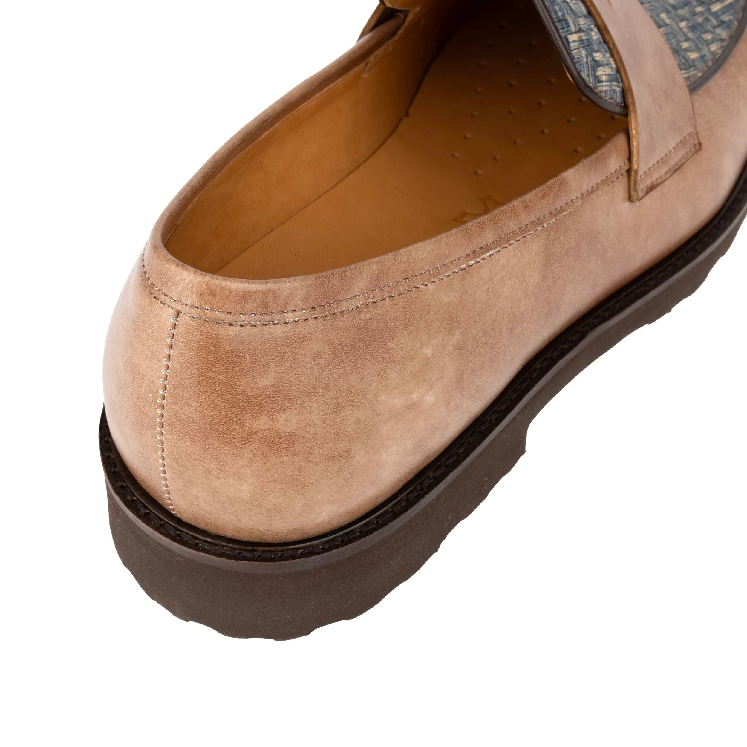 Sunkin - Light Blue & Brown - Men's leather woven slip-on loafer - Image 9