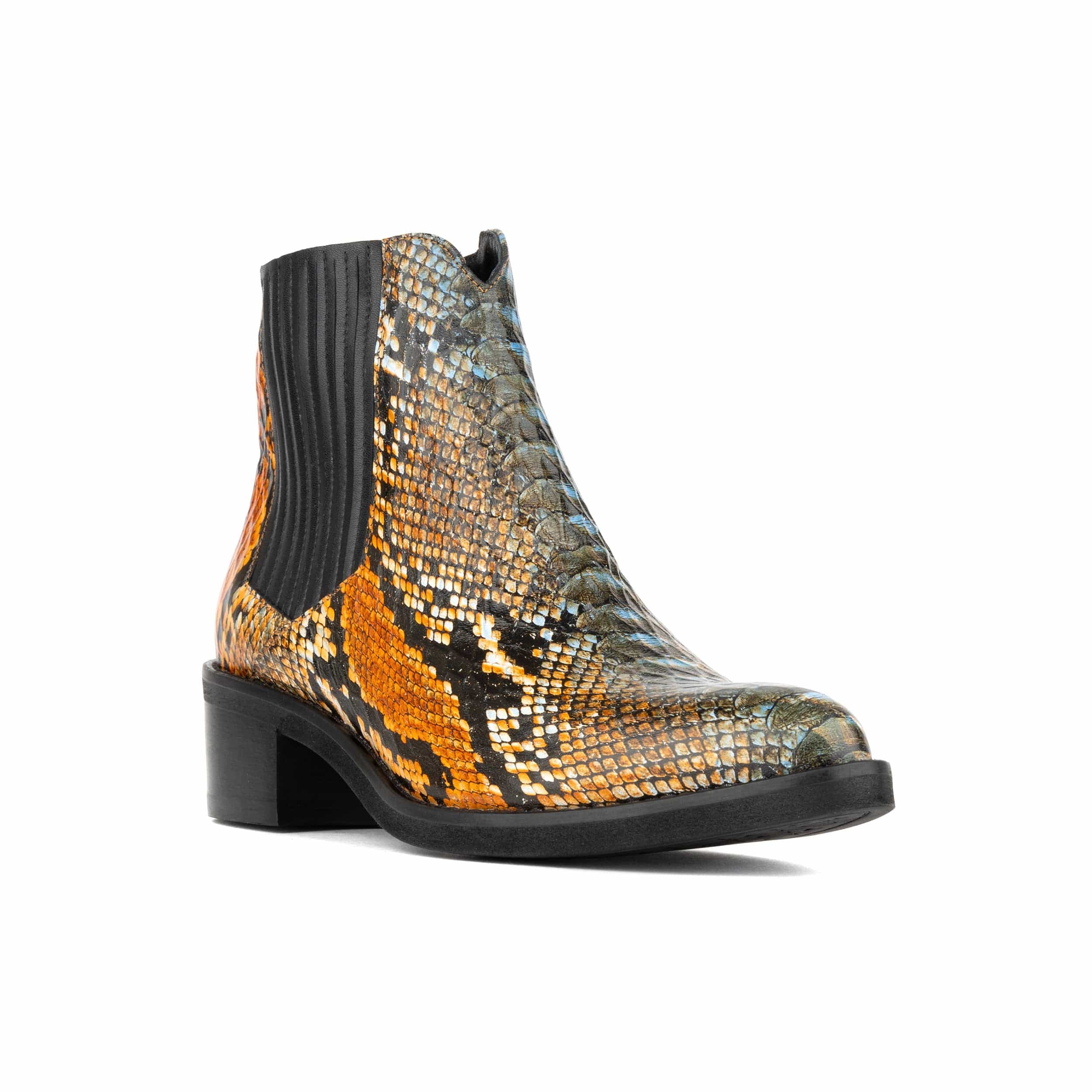 Texas - Black & Orange Snake - Women's Leather Snake Print Western Boot - Image 3
