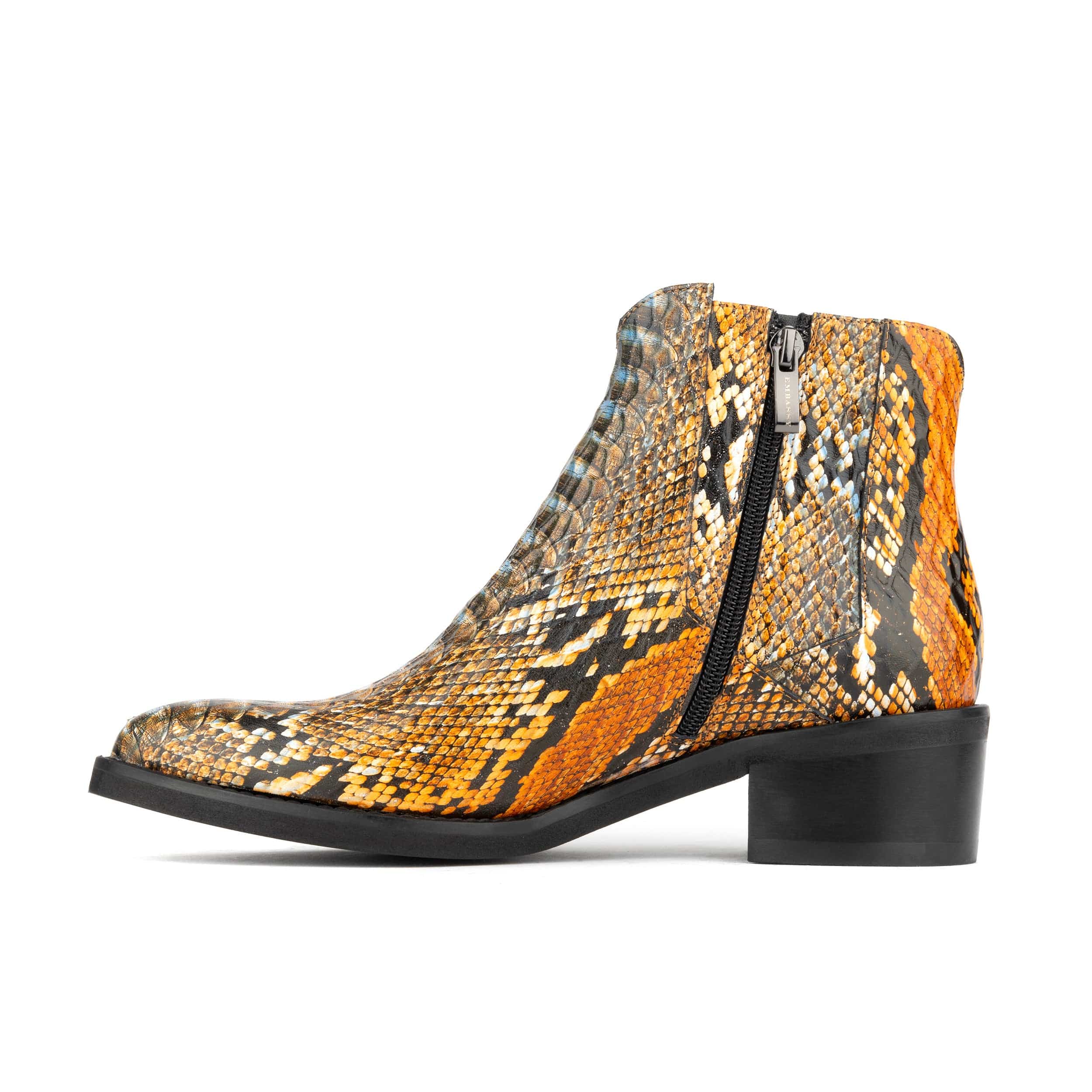 Texas - Black & Orange Snake - Women's Leather Snake Print Western Boot - Image 4