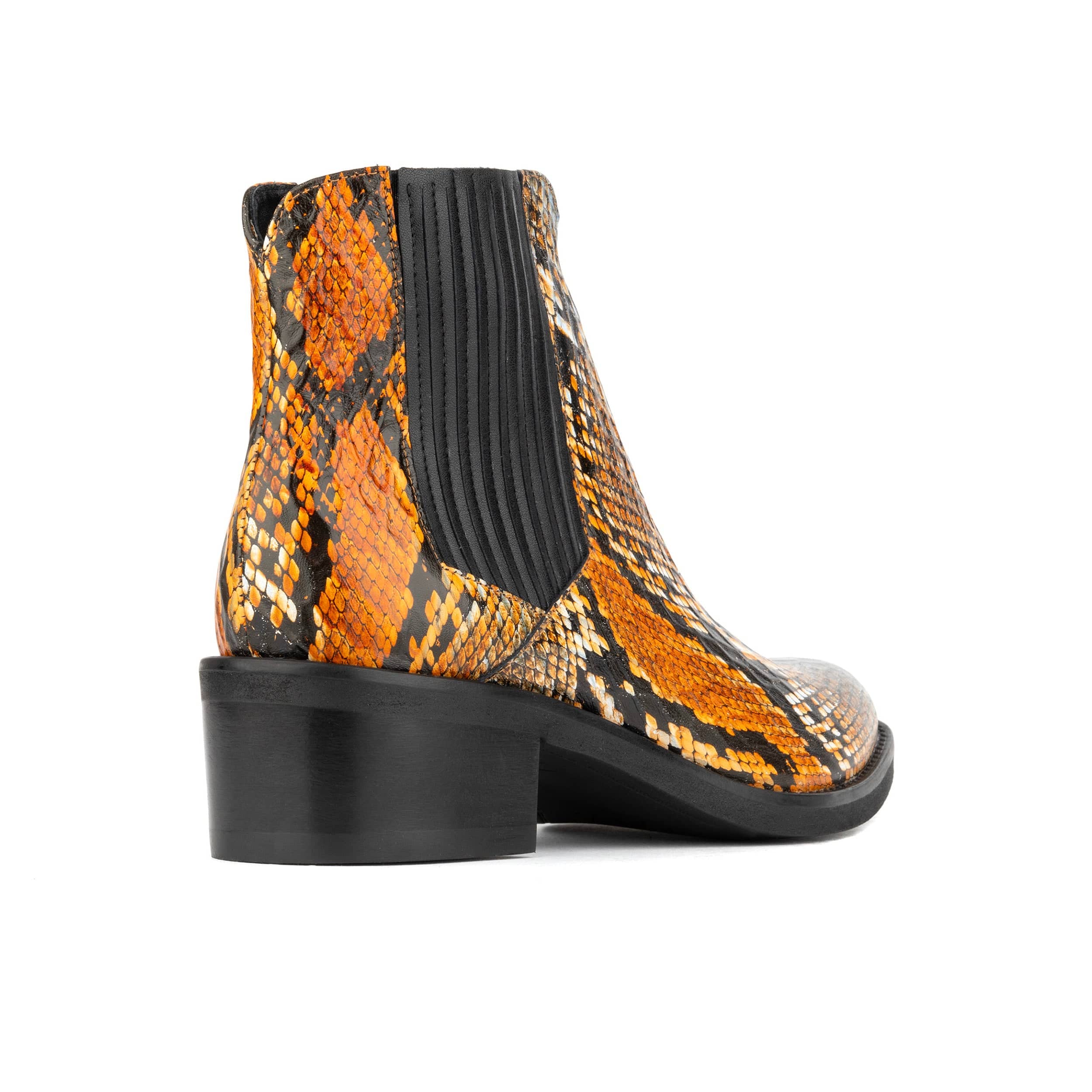 Texas - Black & Orange Snake - Women's Leather Snake Print Western Boot - Image 5
