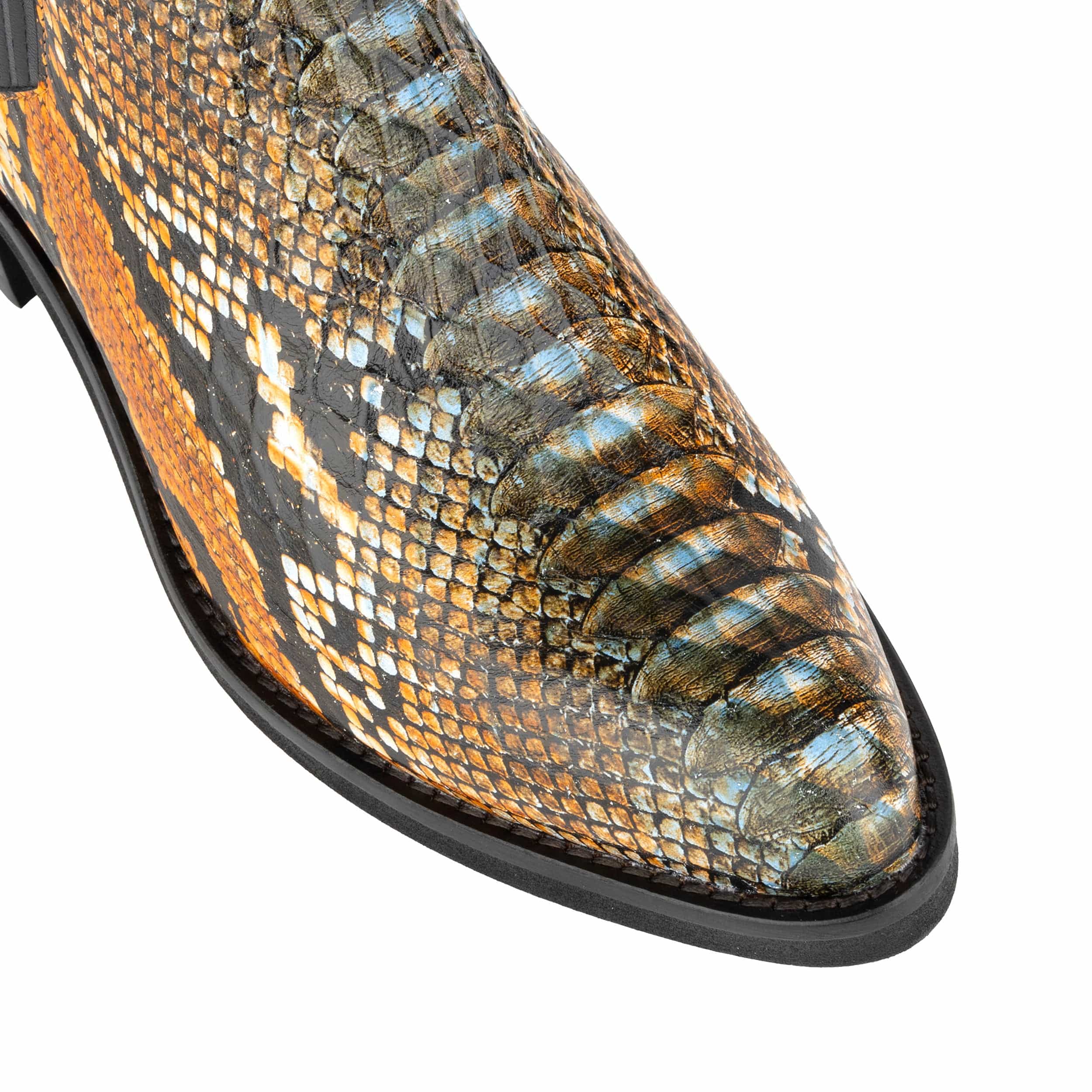 Texas - Black & Orange Snake - Women's Leather Snake Print Western Boot - Image 8