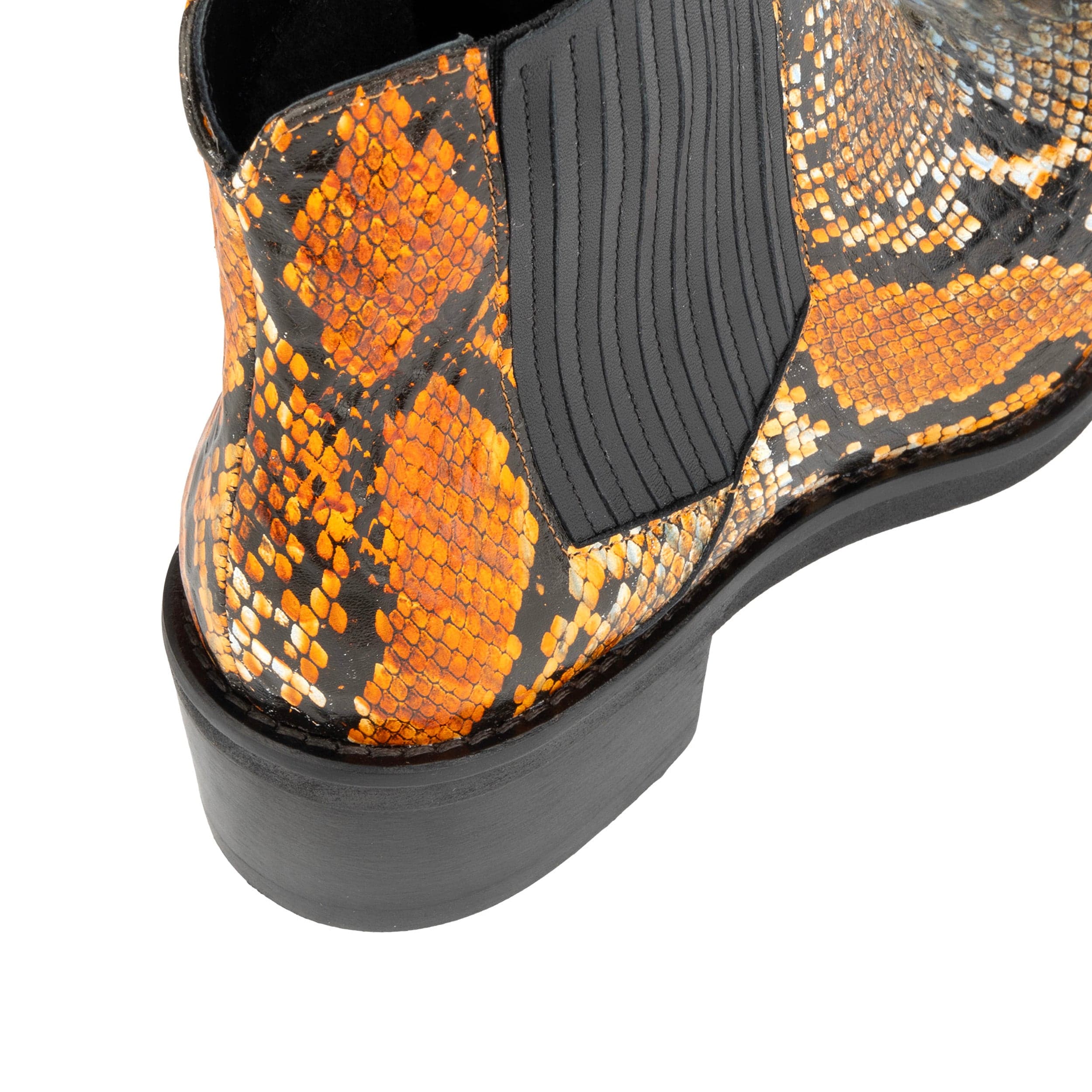 Texas - Black & Orange Snake - Women's Leather Snake Print Western Boot - Image 9