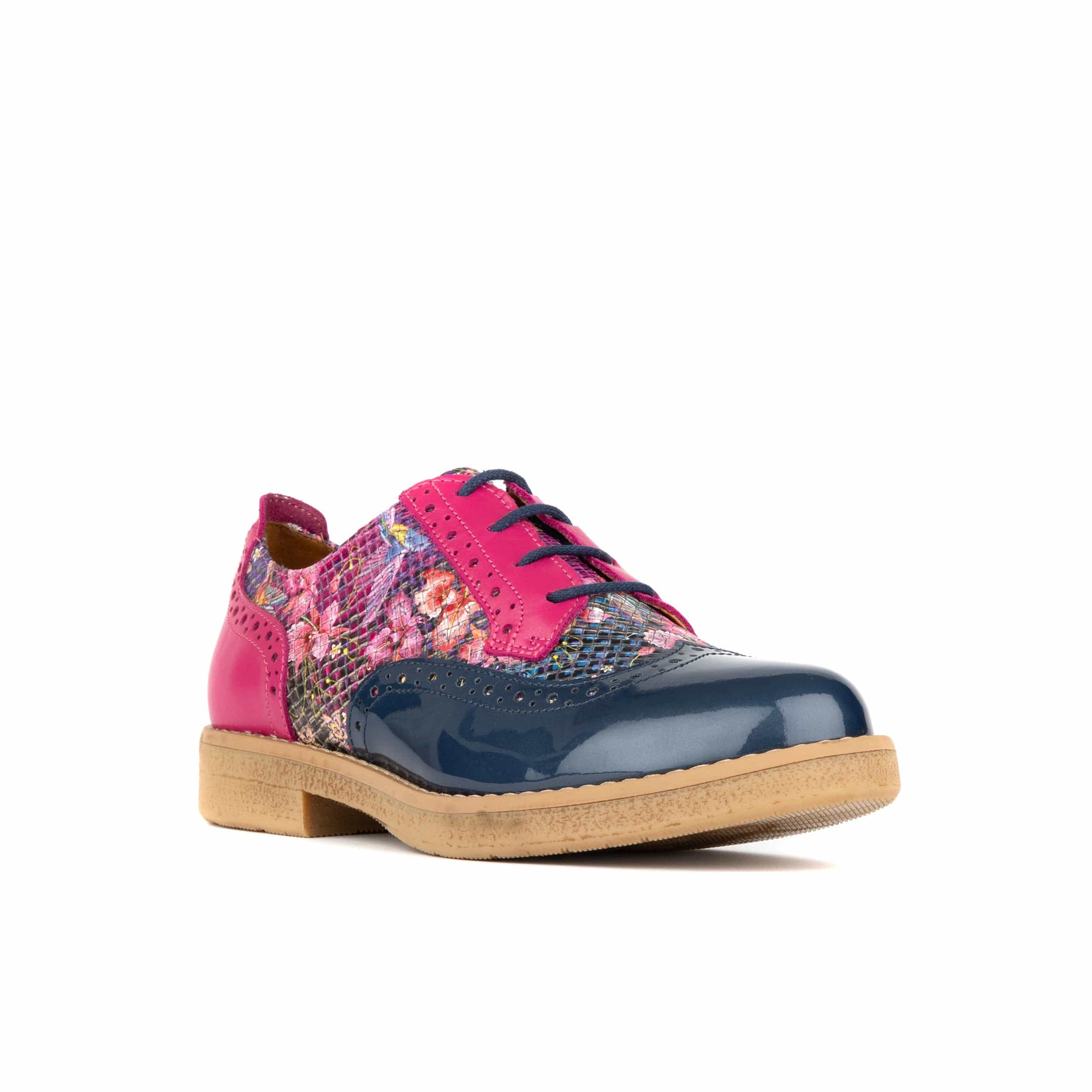 The Artist - Blue & Pink Hummingbird - Women's leather lace-up shoe with brogue detailing - Image 3