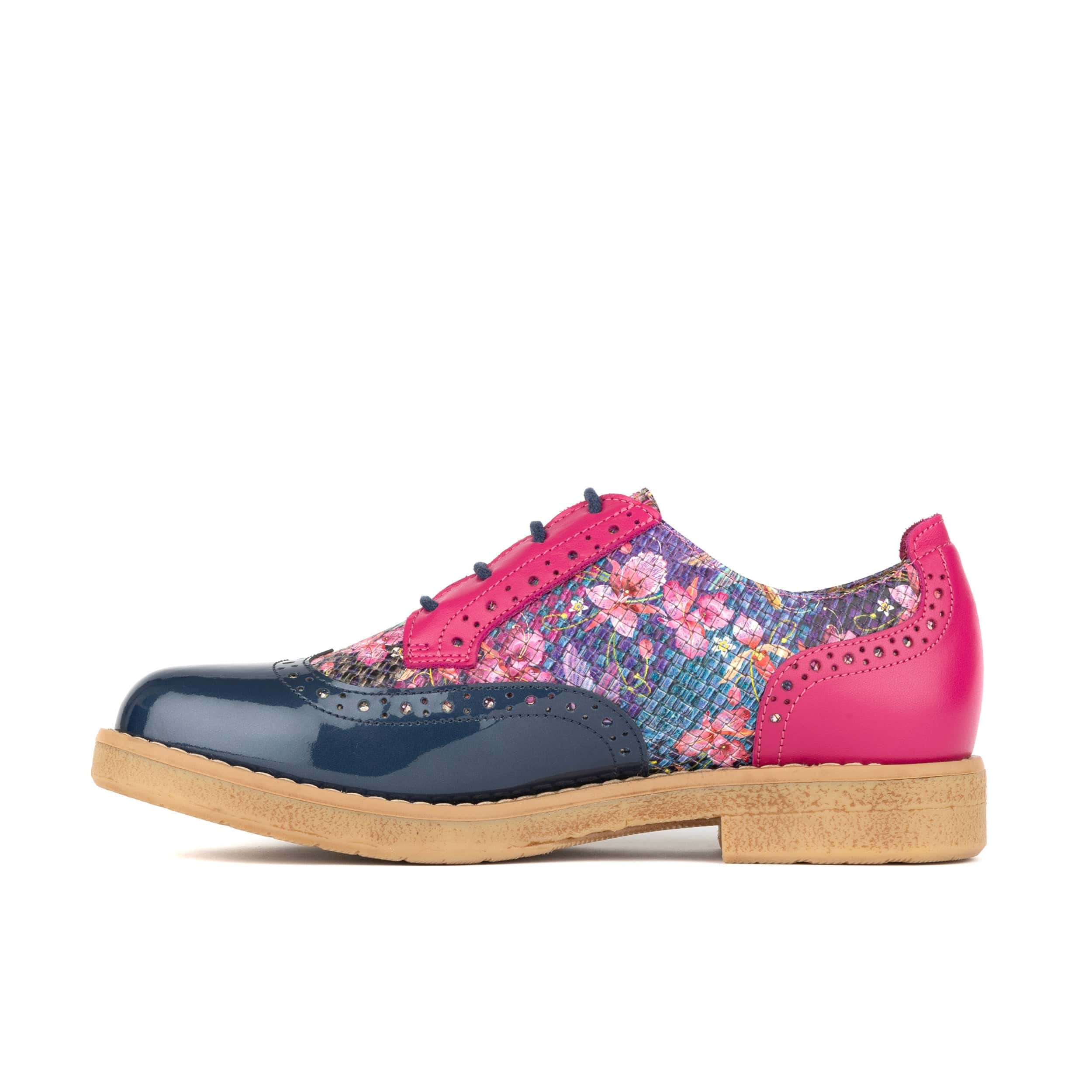 The Artist - Blue & Pink Hummingbird - Women's leather lace-up shoe with brogue detailing - Image 4