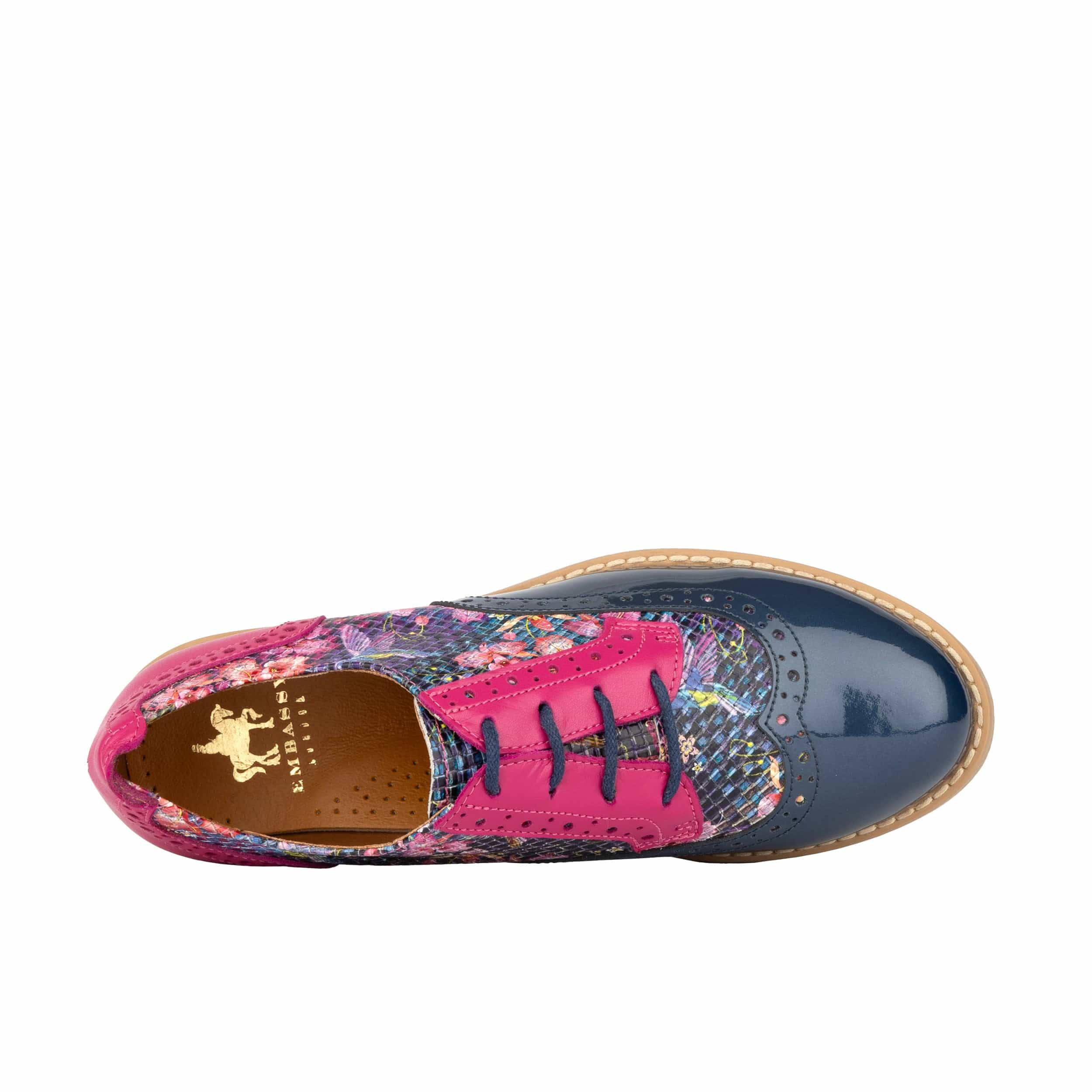 The Artist - Blue & Pink Hummingbird - Women's leather lace-up shoe with brogue detailing - Image 7