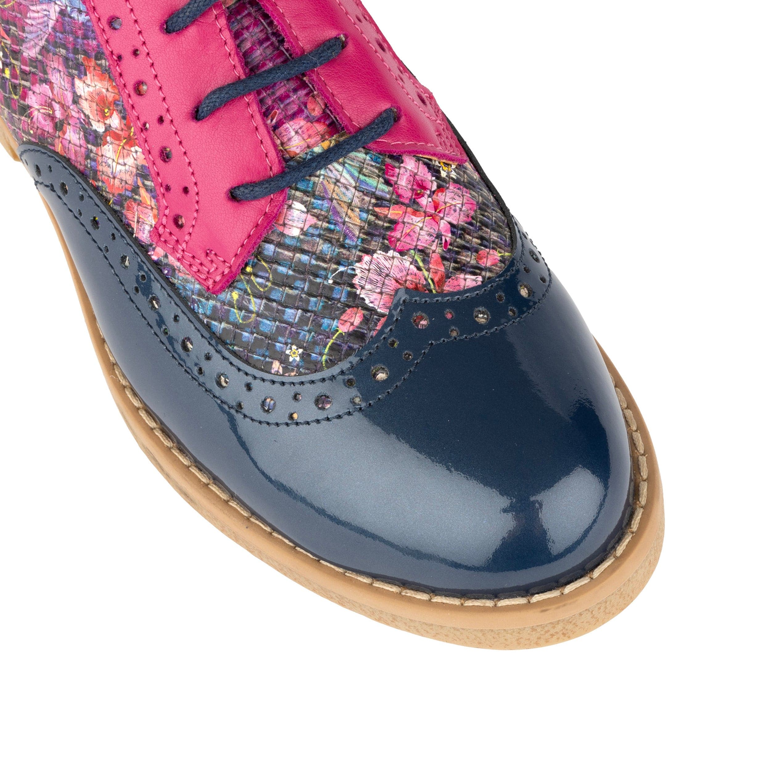 The Artist - Blue & Pink Hummingbird - Women's leather lace-up shoe with brogue detailing - Image 8