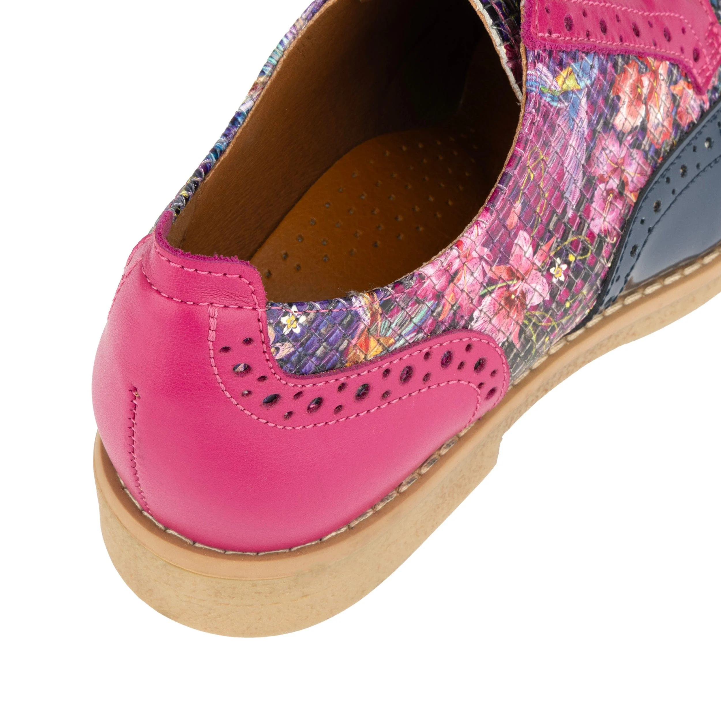 The Artist - Blue & Pink Hummingbird - Women's leather lace-up shoe with brogue detailing - Image 9