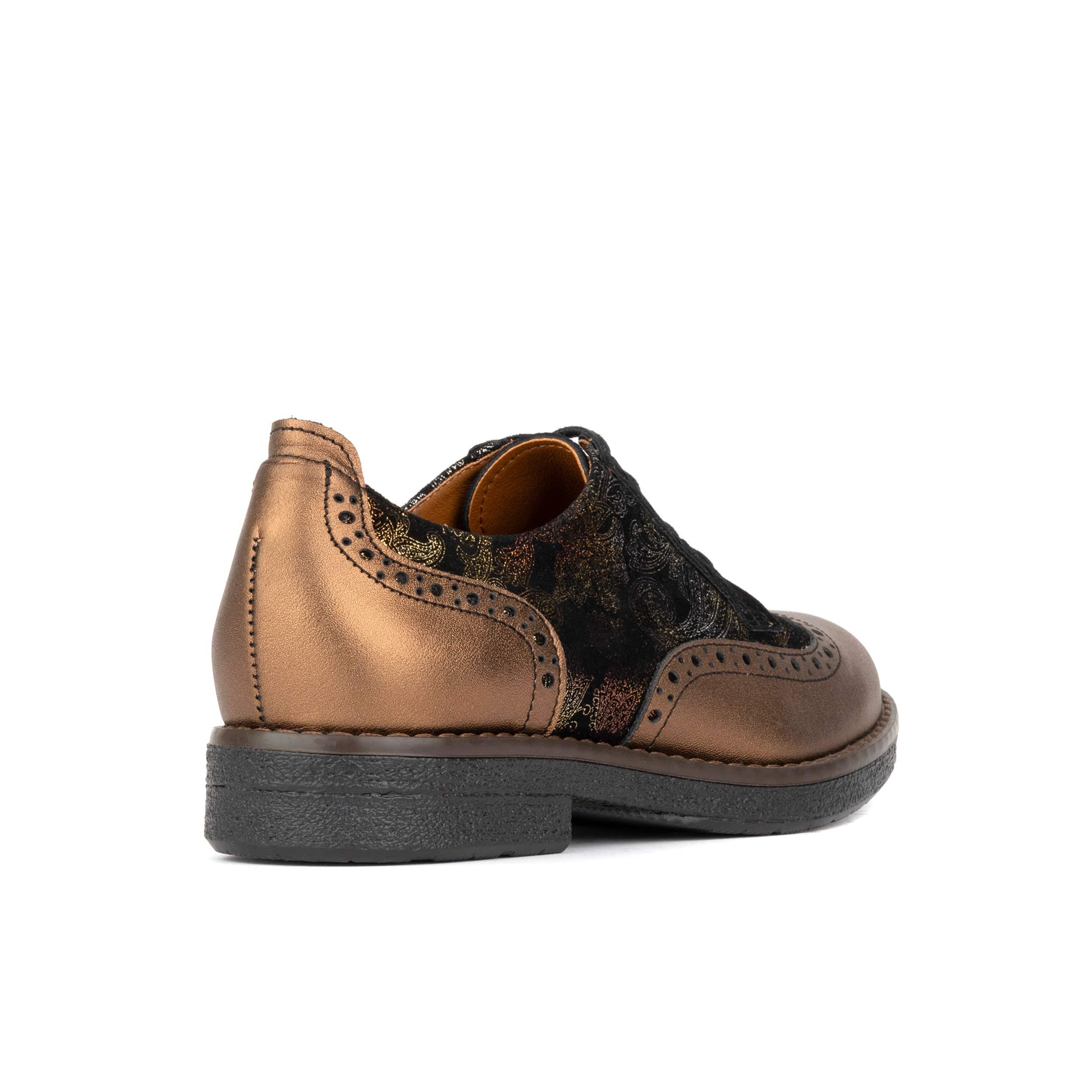The Artist - Bronze & Floral - Women's leather lace-up shoe with brogue detailing - Image 4