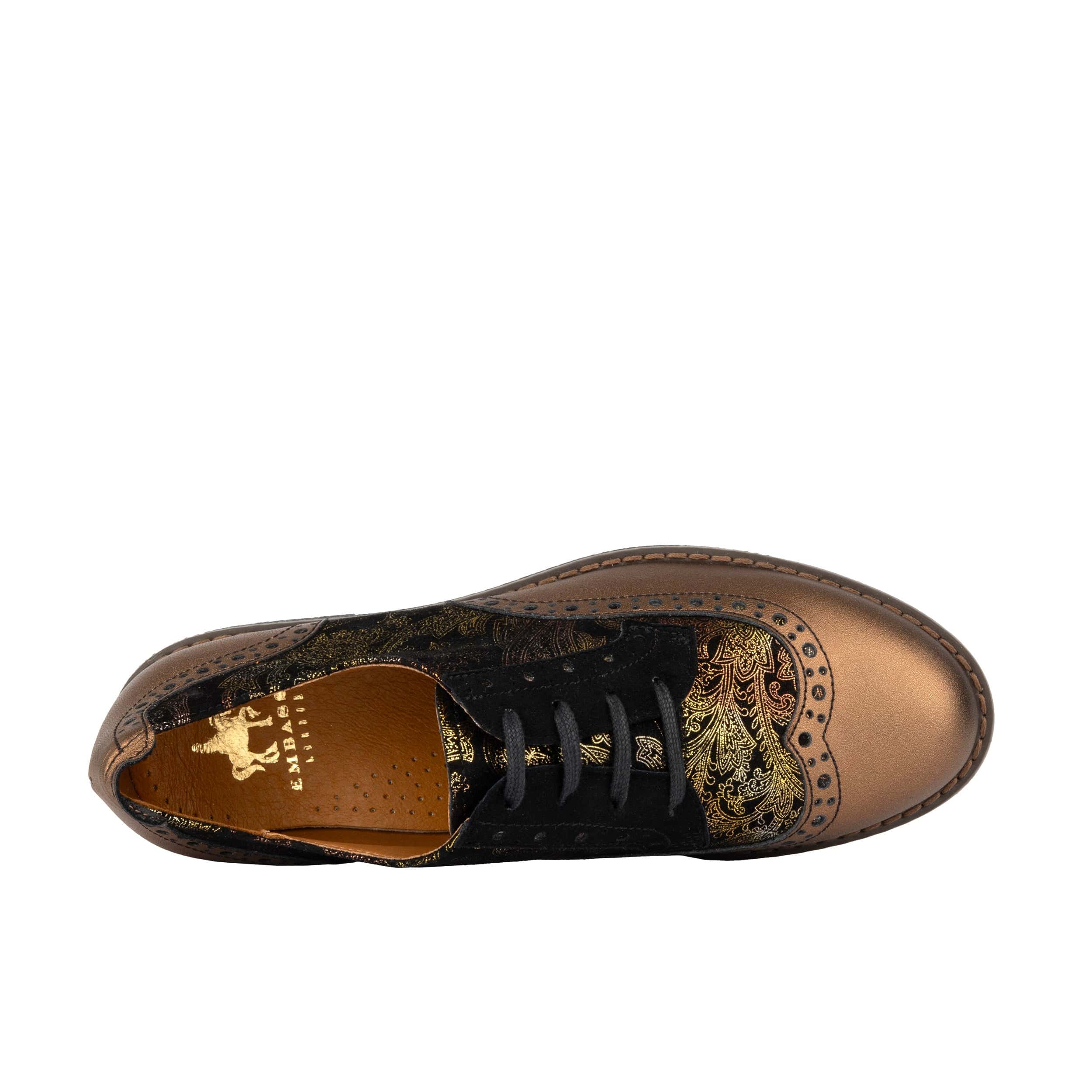 The Artist - Bronze & Floral - Women's leather lace-up shoe with brogue detailing - Image 6