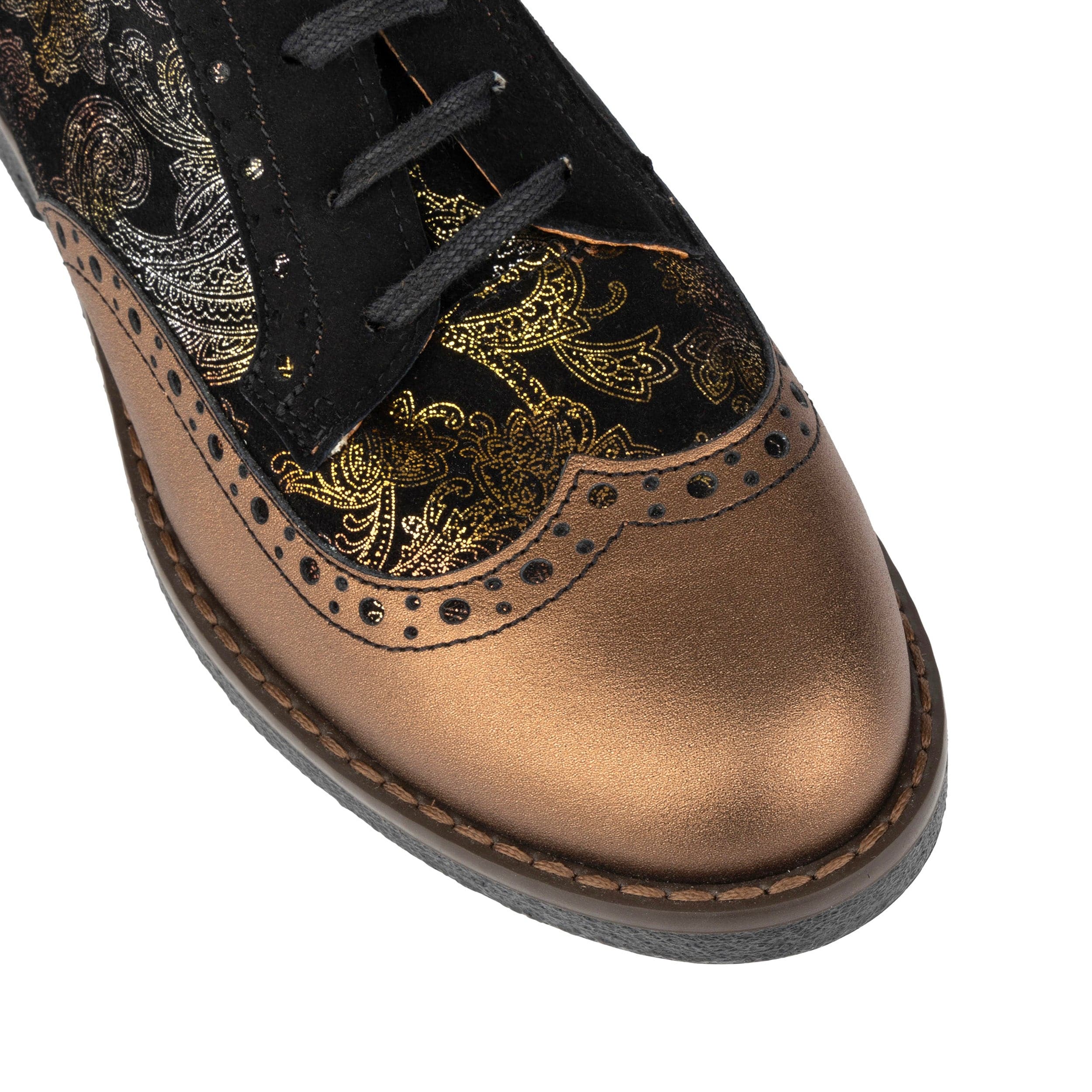 The Artist - Bronze & Floral - Women's leather lace-up shoe with brogue detailing - Image 7