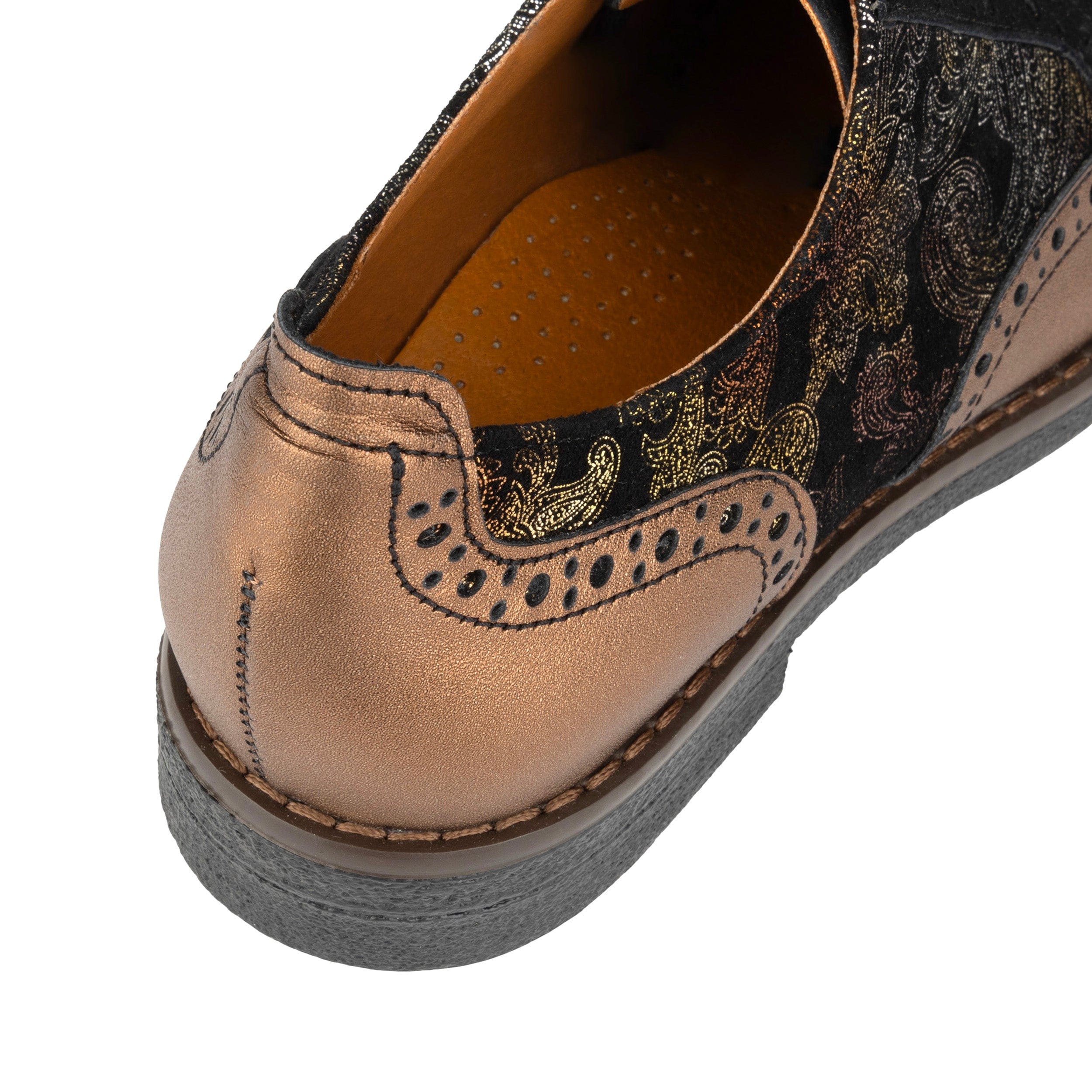 The Artist - Bronze & Floral - Women's leather lace-up shoe with brogue detailing - Image 8